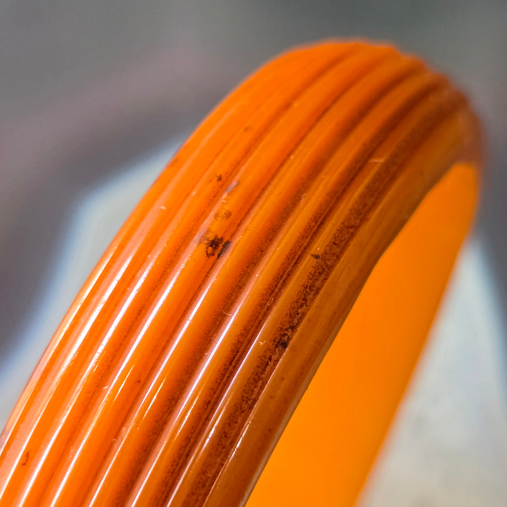 Antique Deep Butterscotch Bakelite Catalin Bangle Bracelet with Ridges