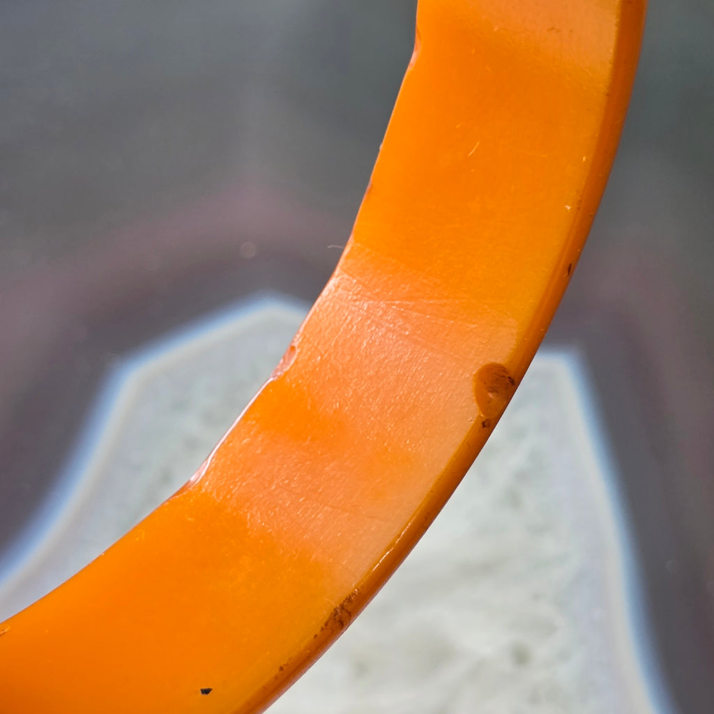 Antique Deep Butterscotch Bakelite Catalin Bangle Bracelet with Ridges