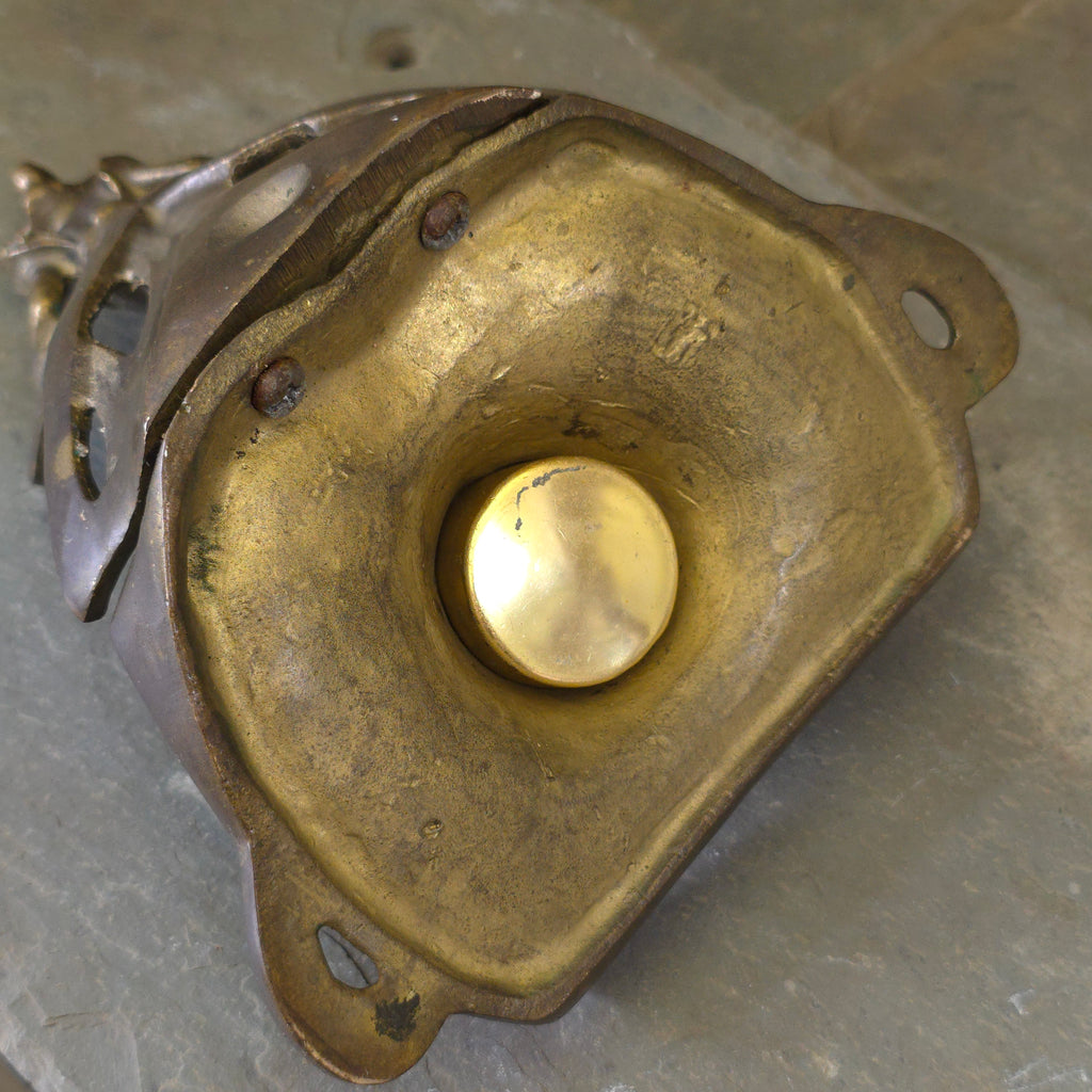 Antique Art Nouveau Nude Woman Flower Form Brass Inkwell Pen Holder Art Deco Stand