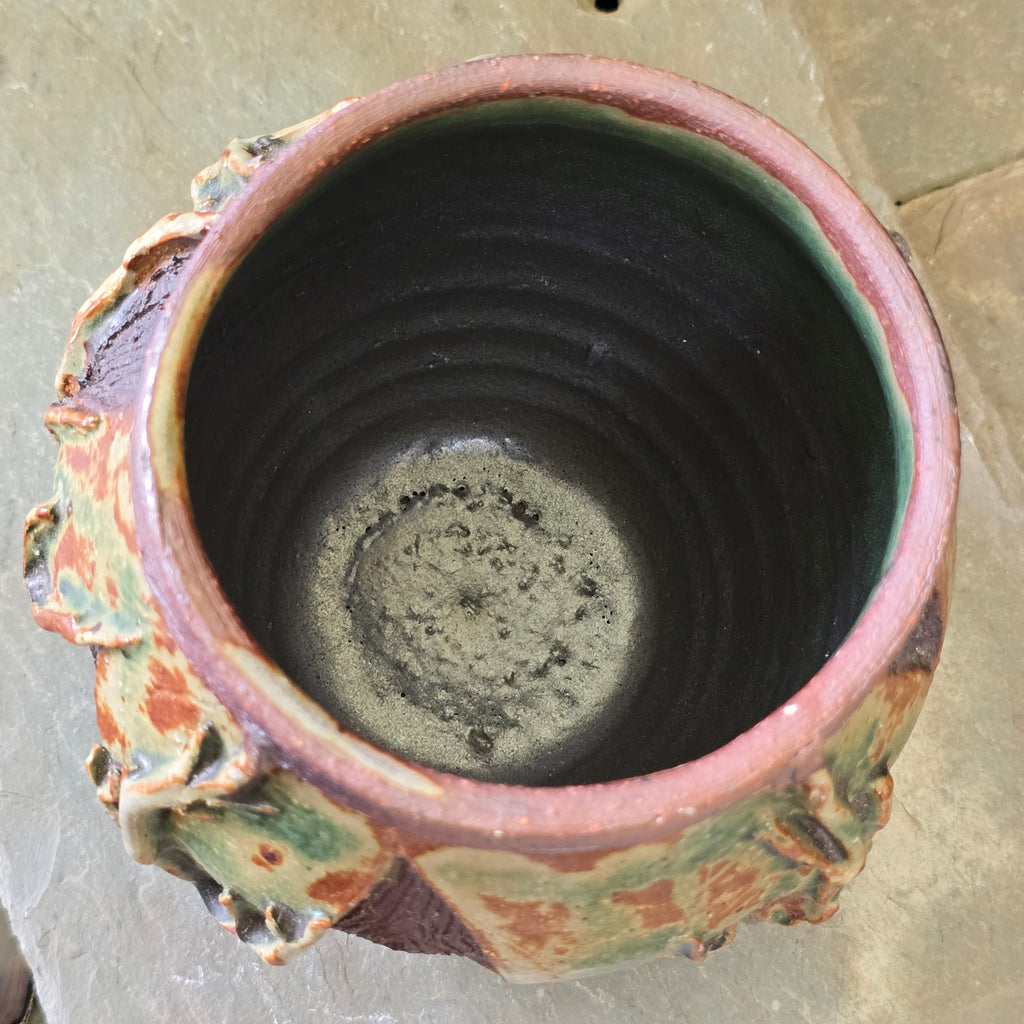 Vintage Handmade Organic Form Hand-Thrown Art Pottery Vase Pot Vines Branches