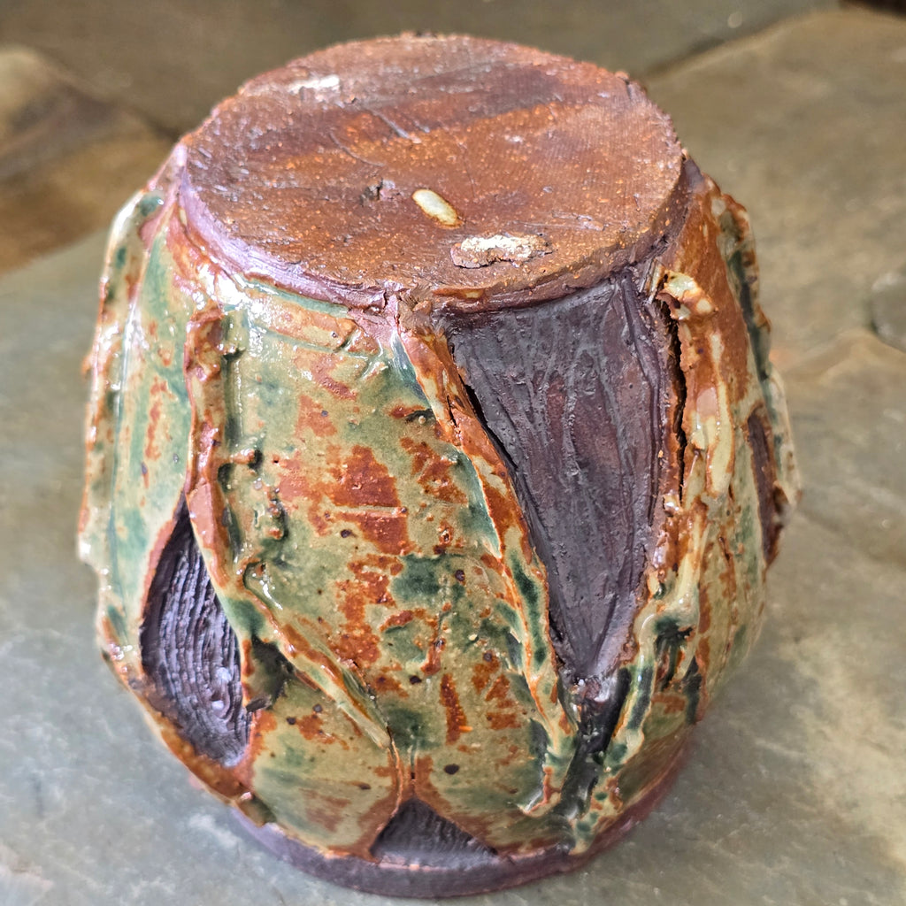 Vintage Handmade Organic Form Hand-Thrown Art Pottery Vase Pot Vines Branches