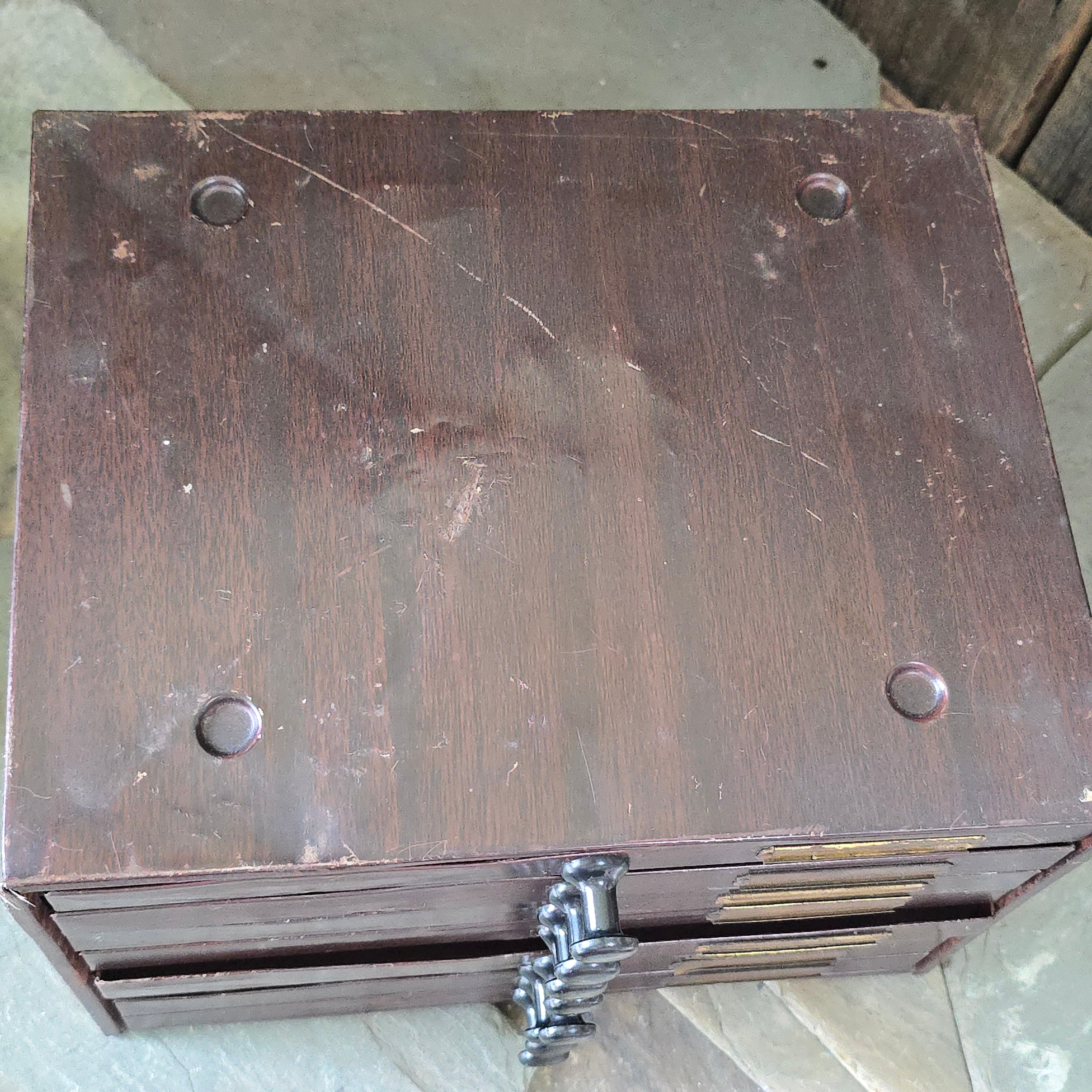 Vintage 8 Drawer Tin Watchmakers Cabinet Drawered Unit w/ Faux Wood Grain