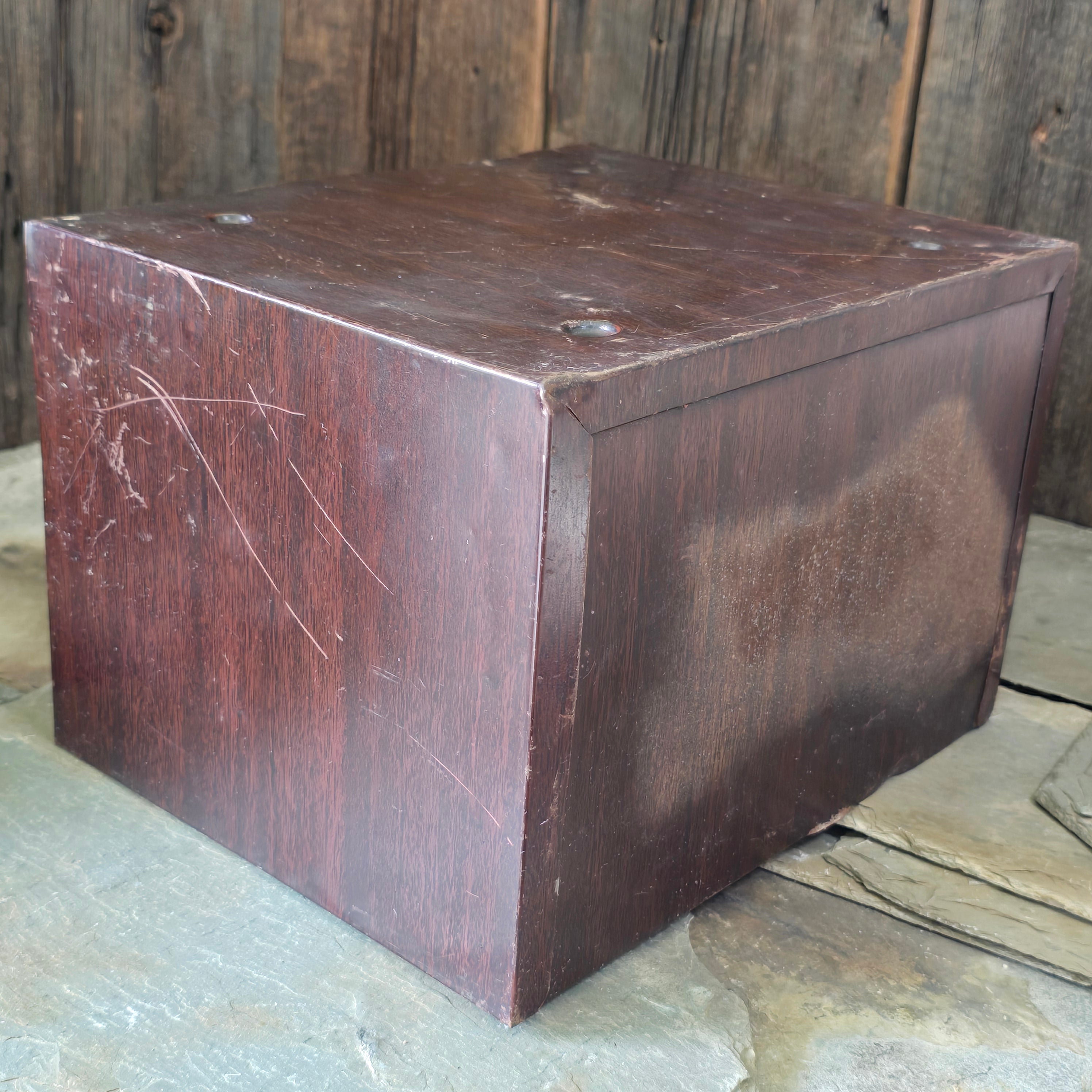 Vintage 8 Drawer Tin Watchmakers Cabinet Drawered Unit w/ Faux Wood Grain