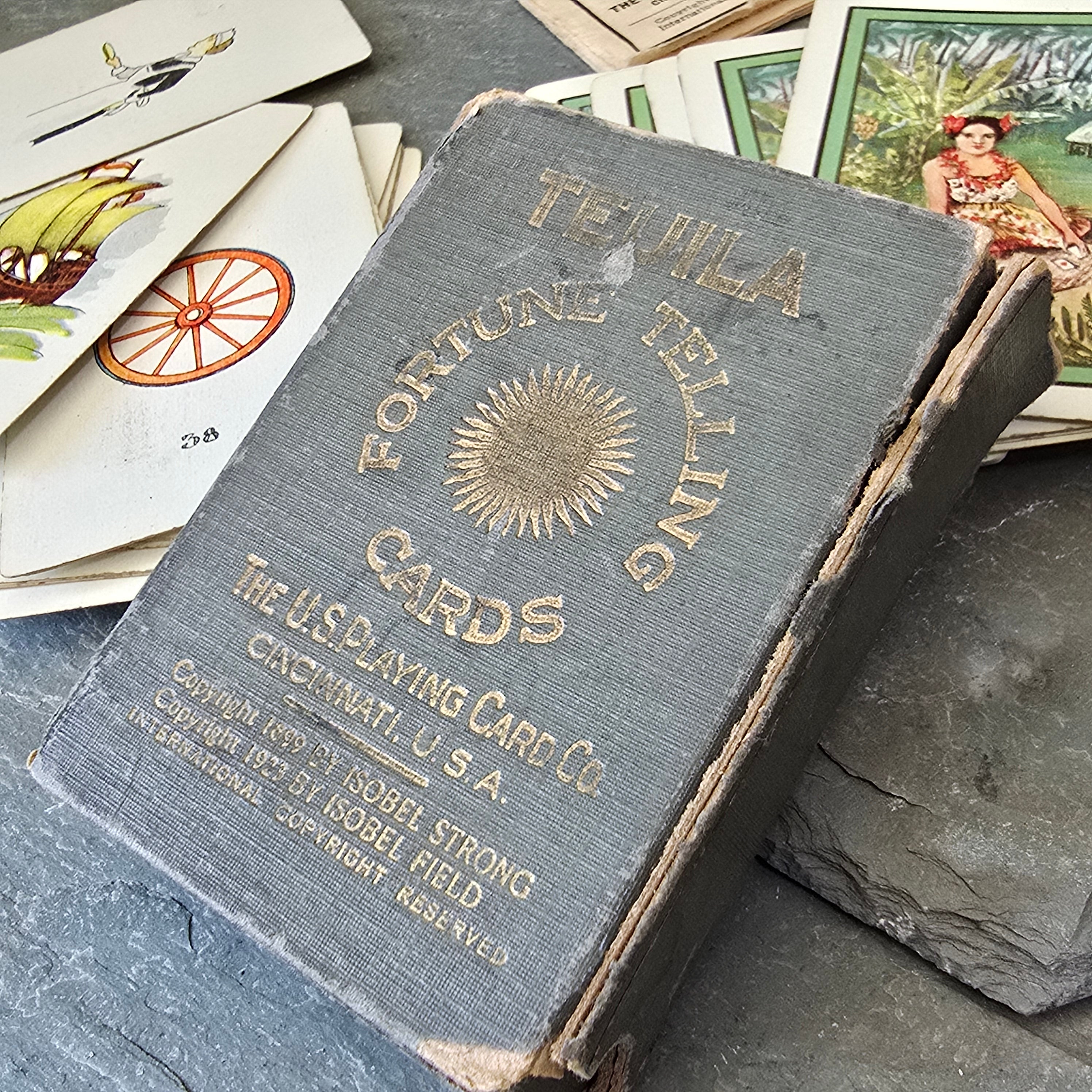 1923 Teuila Fortune Telling Cards Antique Tarot Card Deck Set Box & Instructions