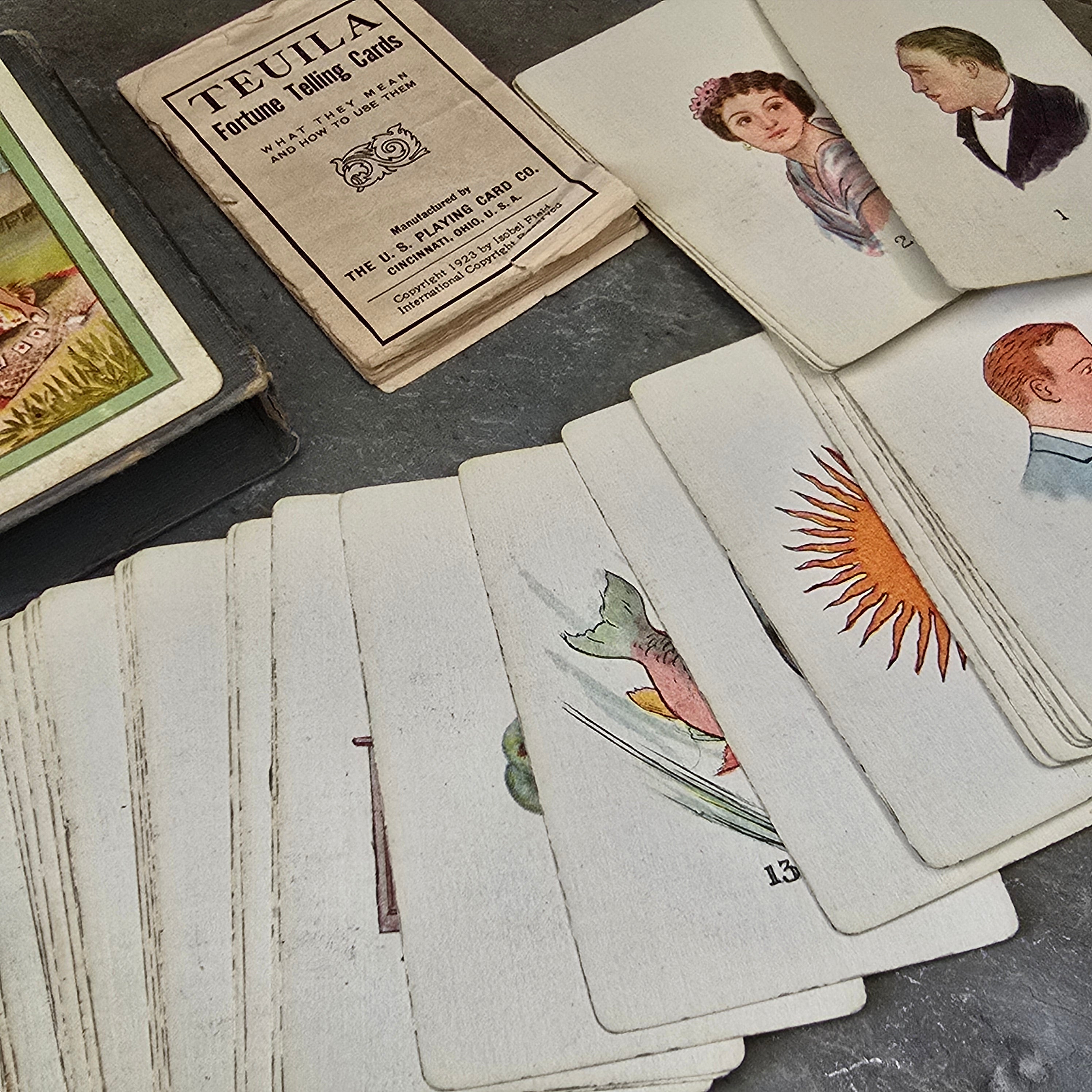 1923 Teuila Fortune Telling Cards Antique Tarot Card Deck Set Box & Instructions