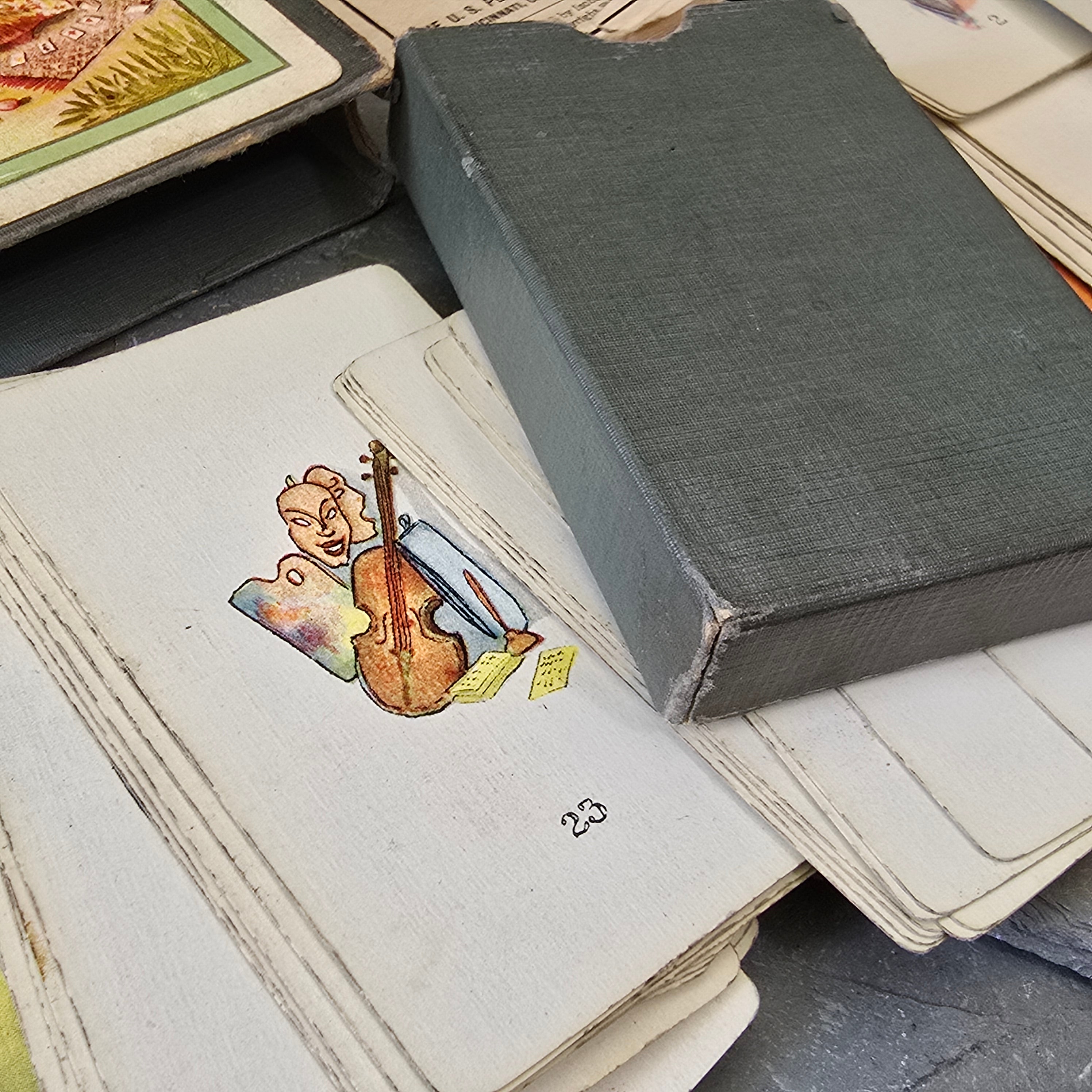 1923 Teuila Fortune Telling Cards Antique Tarot Card Deck Set Box & Instructions