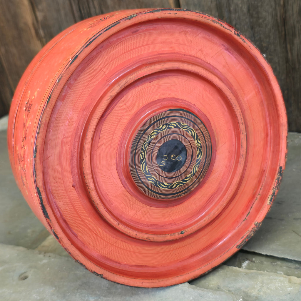 Antique Handmade Burmese Lacquer Betel Box Kun-it Three Piece Lacquerware Box