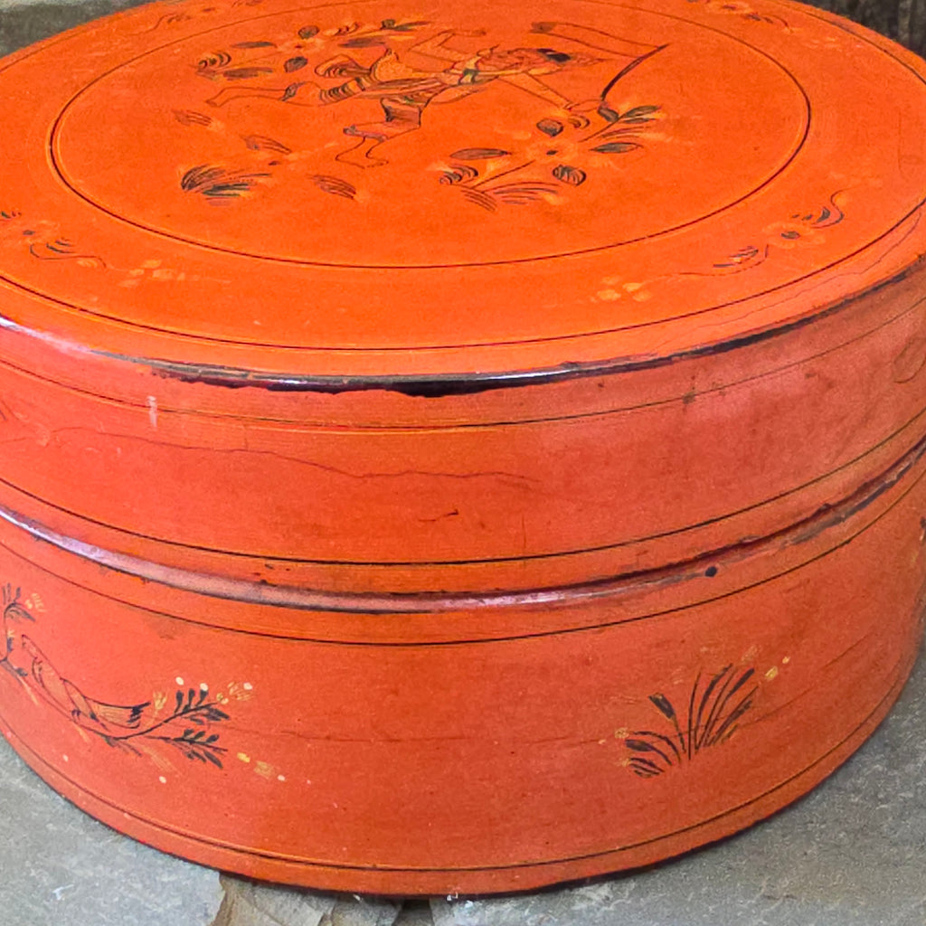 Antique Handmade Burmese Lacquer Betel Box Kun-it Three Piece Lacquerware Box