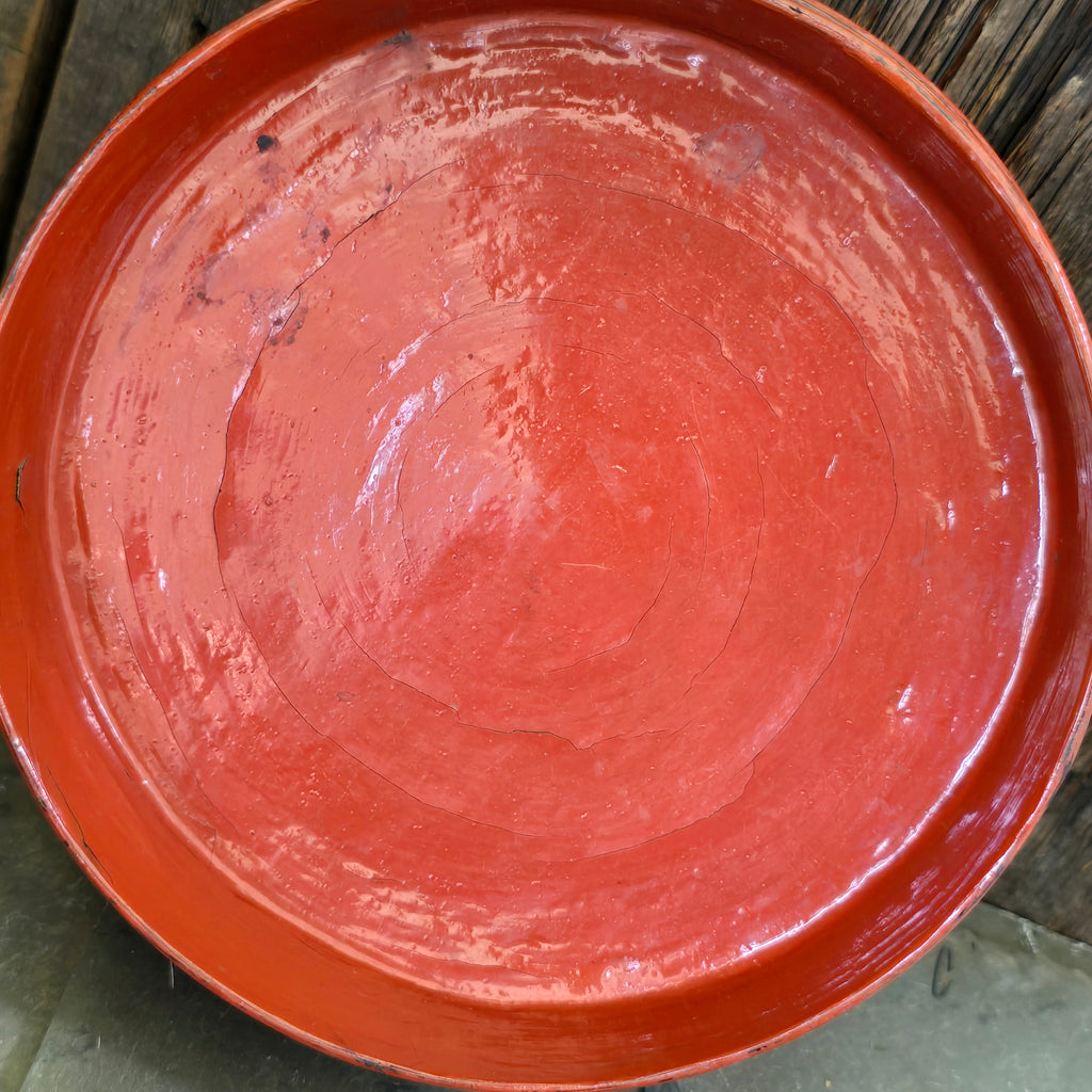 Antique Handmade Burmese Lacquer Betel Box Kun-it Three Piece Lacquerware Box