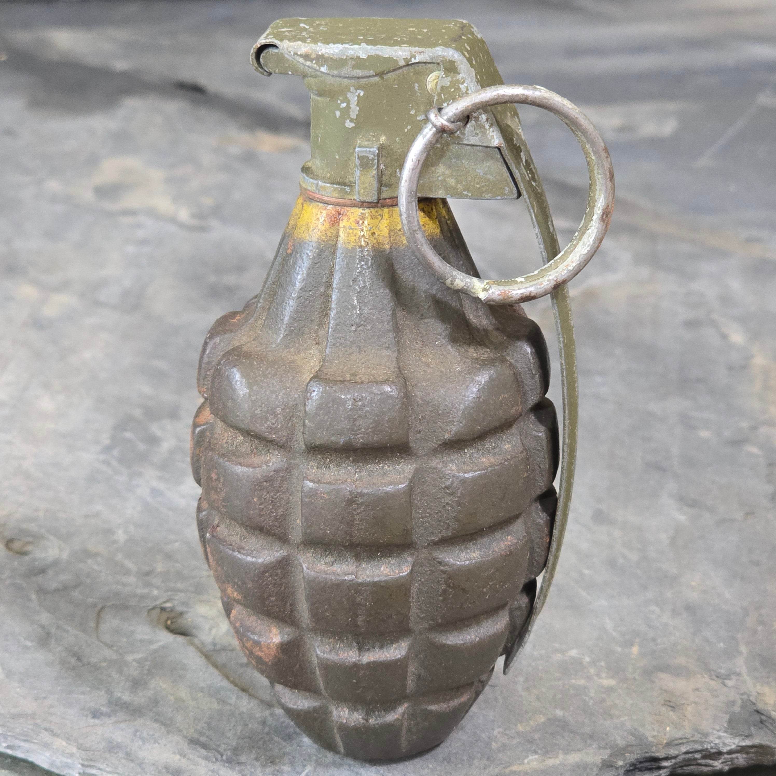 WWII Vintage US Army MKII Pineapple Frag Hand Grenade Fuze M10A2 Decommissioned