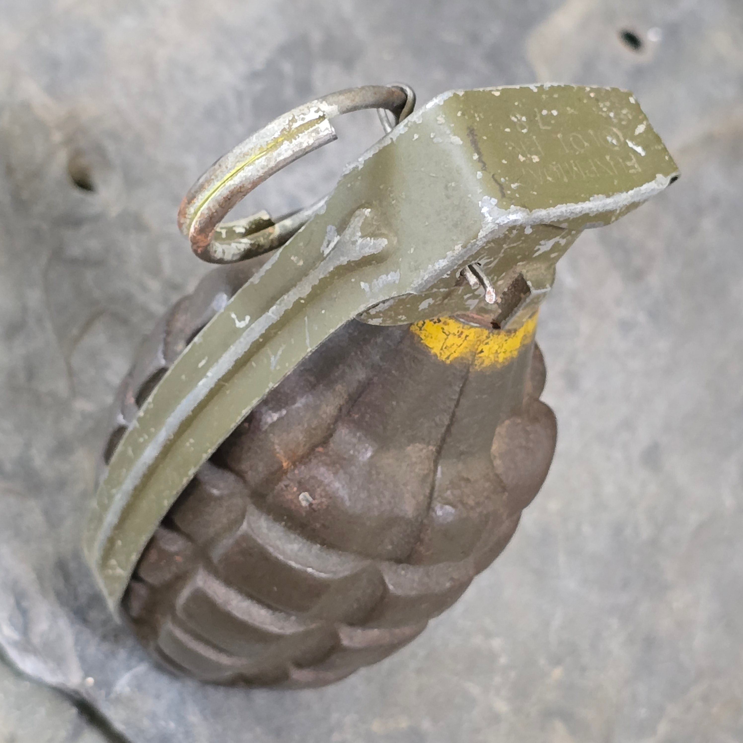 WWII Vintage US Army MKII Pineapple Frag Hand Grenade Fuze M10A2 Decommissioned