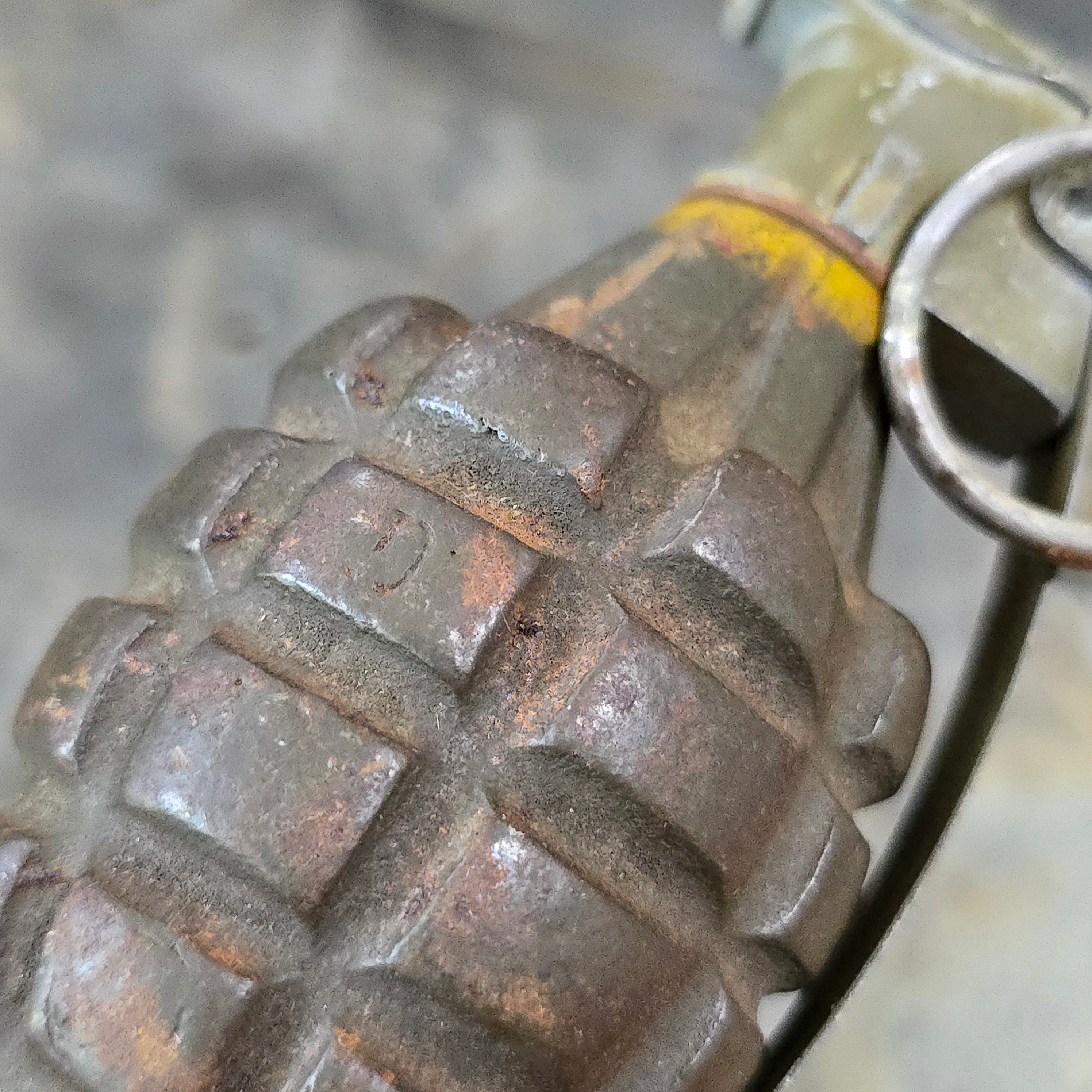 WWII Vintage US Army MKII Pineapple Frag Hand Grenade Fuze M10A2 Decommissioned