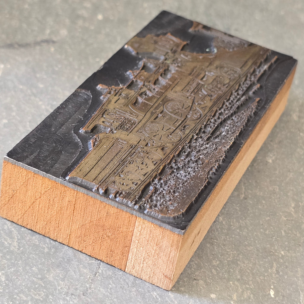 Antique Steam Engine Locomotive Train shaped Wooden Printers Block Letterpress