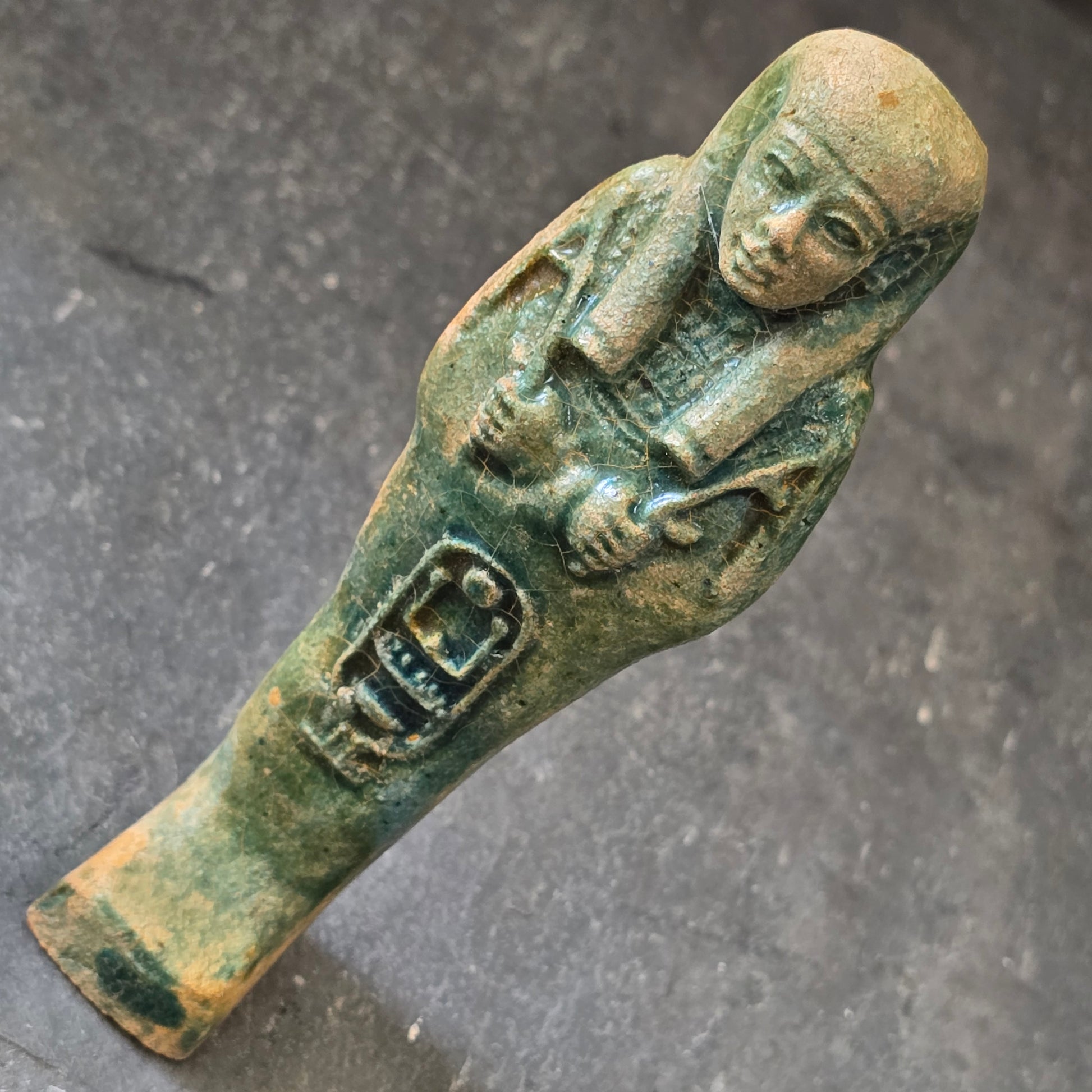 Ancient Egyptian Green Faience Ushabti Antique Egypt Funerary Figure