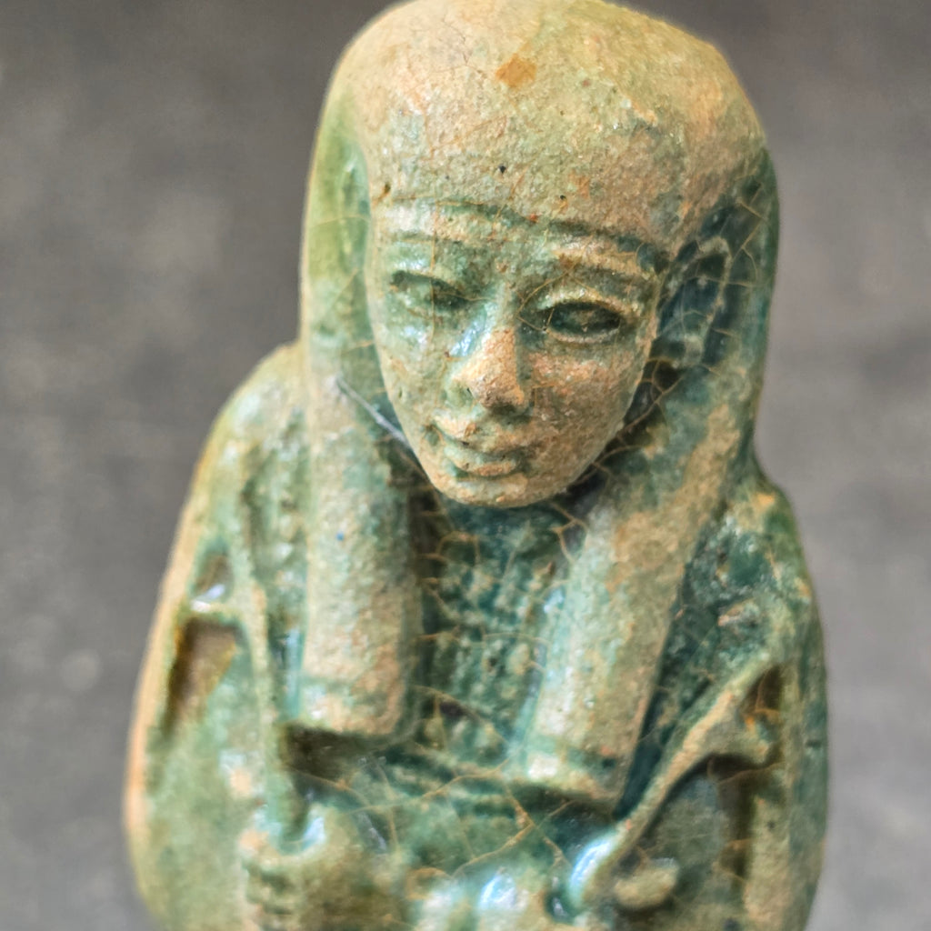 Ancient Egyptian Green Faience Ushabti Antique Egypt Funerary Figure