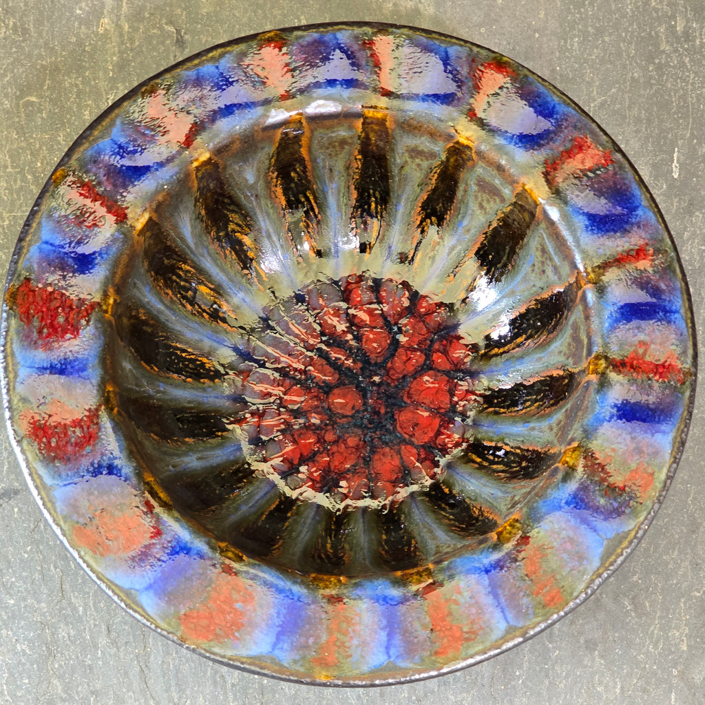 Harding Black Signed 1956 Modernist Art Pottery Wild Glazed Mid-Century Bowl