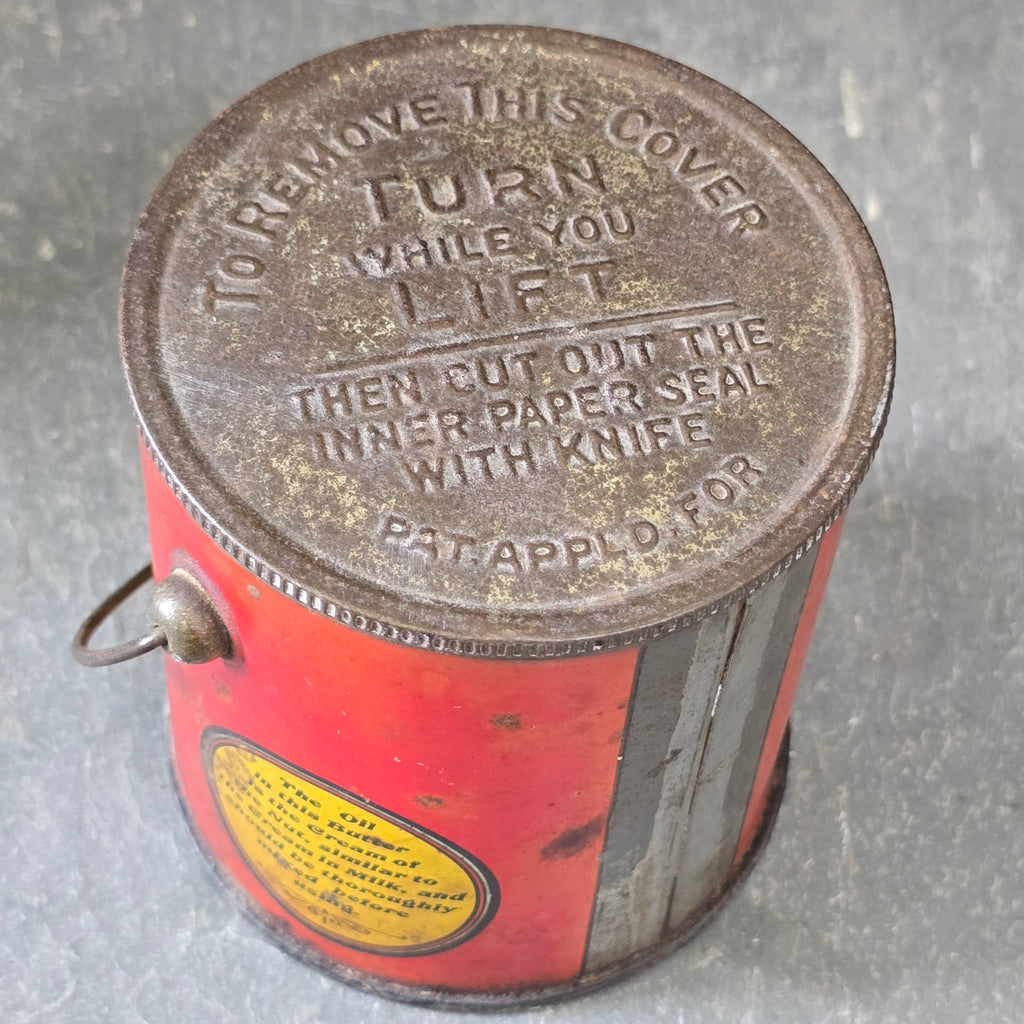 Buffalo Brand Peanut Butter Tin Antique 1 Pound Can Bucket E.M. Hoyt Amesbury MA