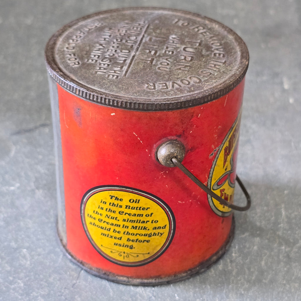Buffalo Brand Peanut Butter Tin Antique 1 Pound Can Bucket E.M. Hoyt Amesbury MA