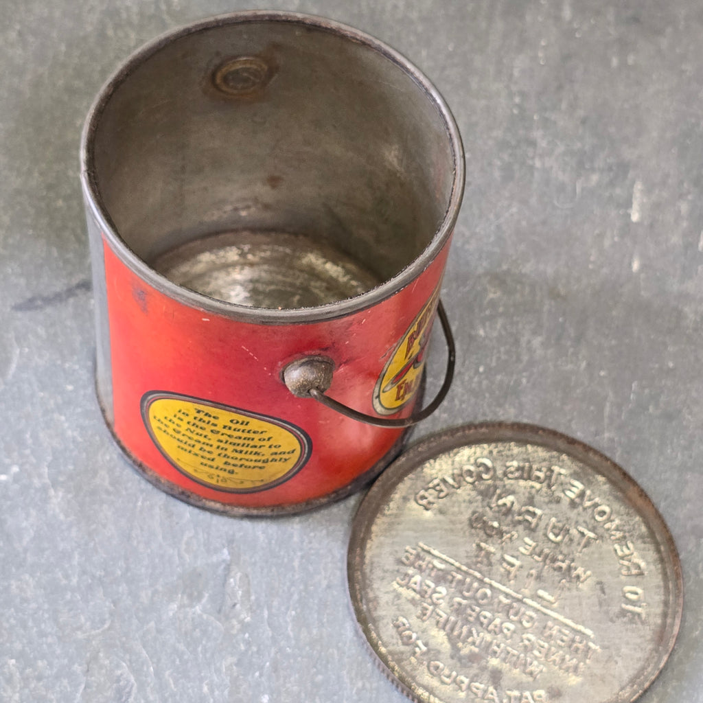 Buffalo Brand Peanut Butter Tin Antique 1 Pound Can Bucket E.M. Hoyt Amesbury MA
