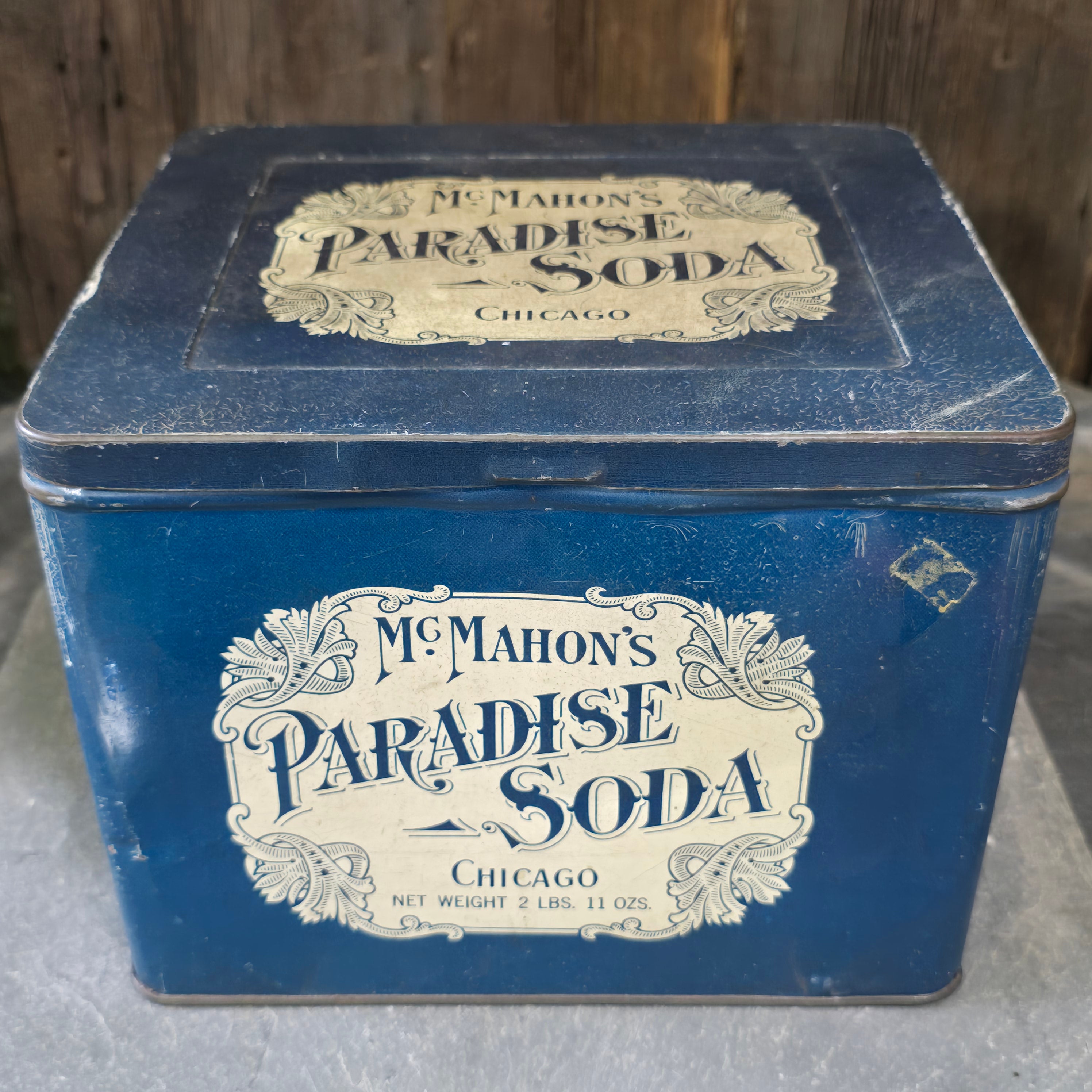 Rare McMahon's Paradise Soda Crackers Advertising Tin Box Chicago, IL