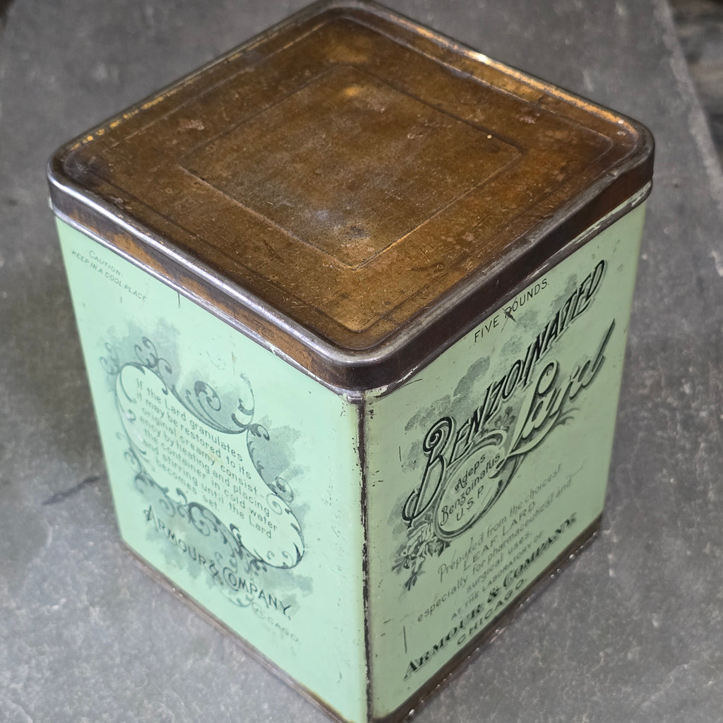 Armour & Company Benzoinated Leaf Lard Antique Advertising Tin 5 Pound Can