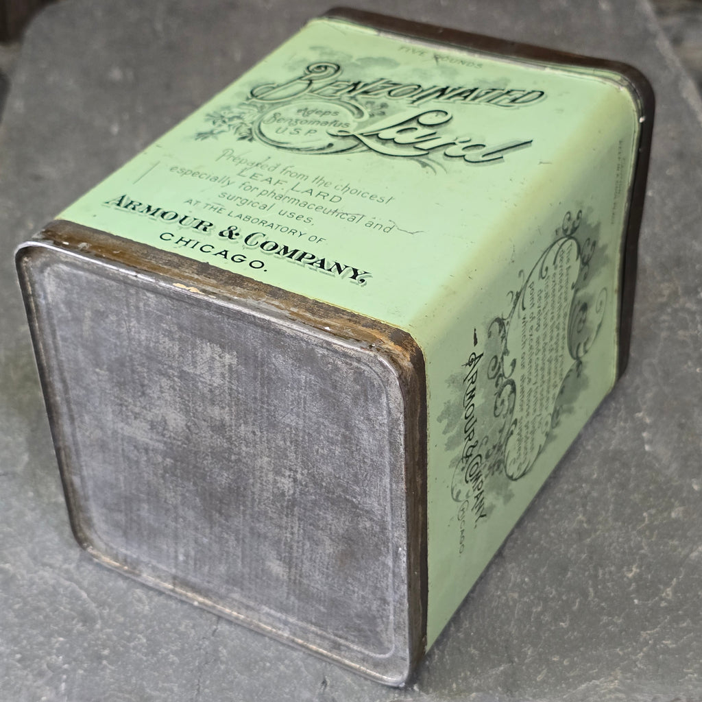 Armour & Company Benzoinated Leaf Lard Antique Advertising Tin 5 Pound Can