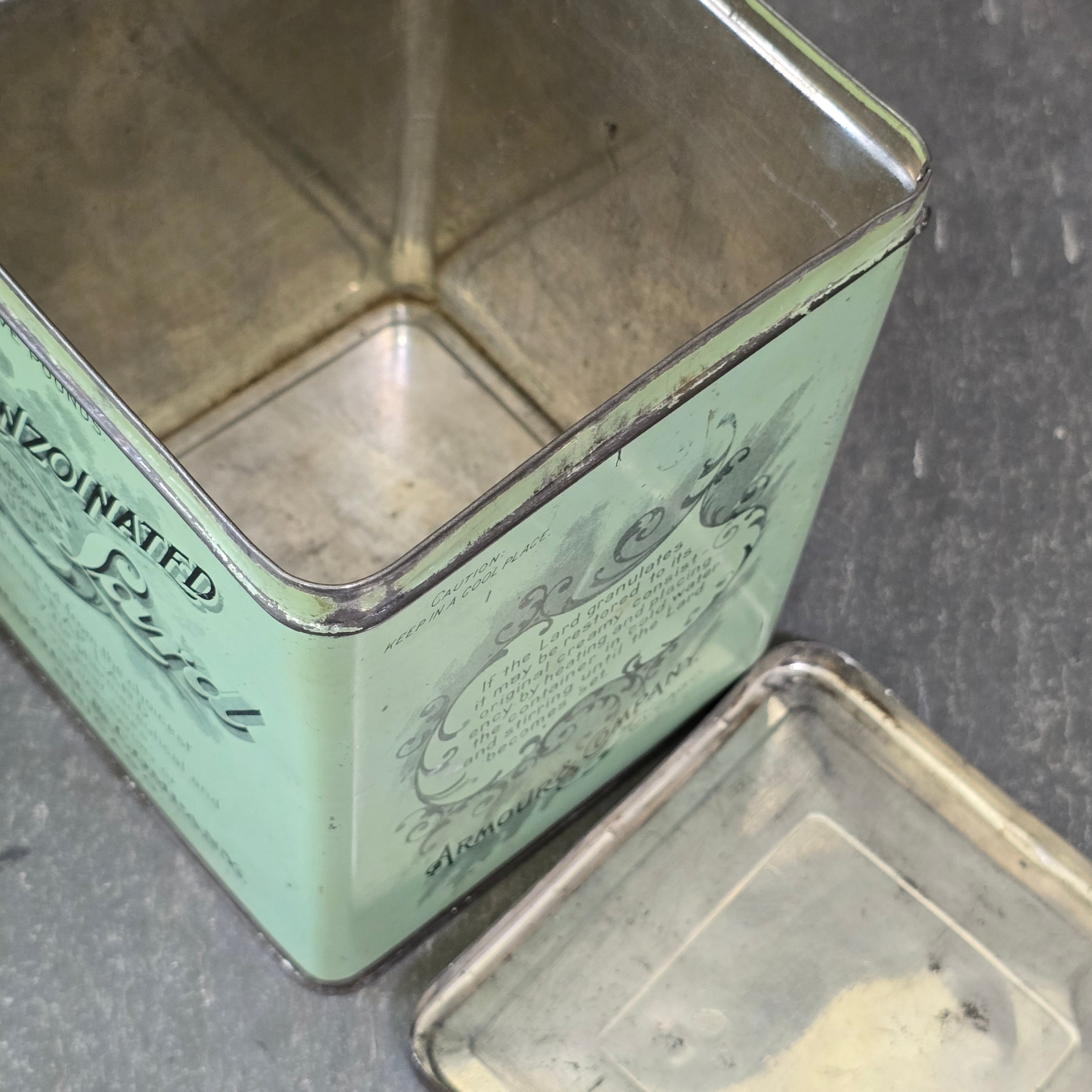 Armour & Company Benzoinated Leaf Lard Antique Advertising Tin 5 Pound Can