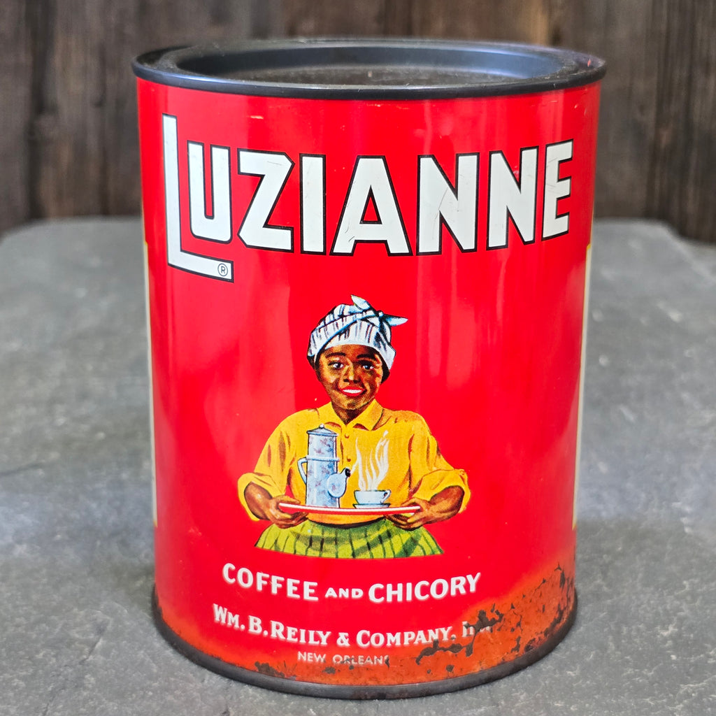 Luzianne Coffee & Chicory Reily Co. New Orleans Antique Black Americana Tin Can