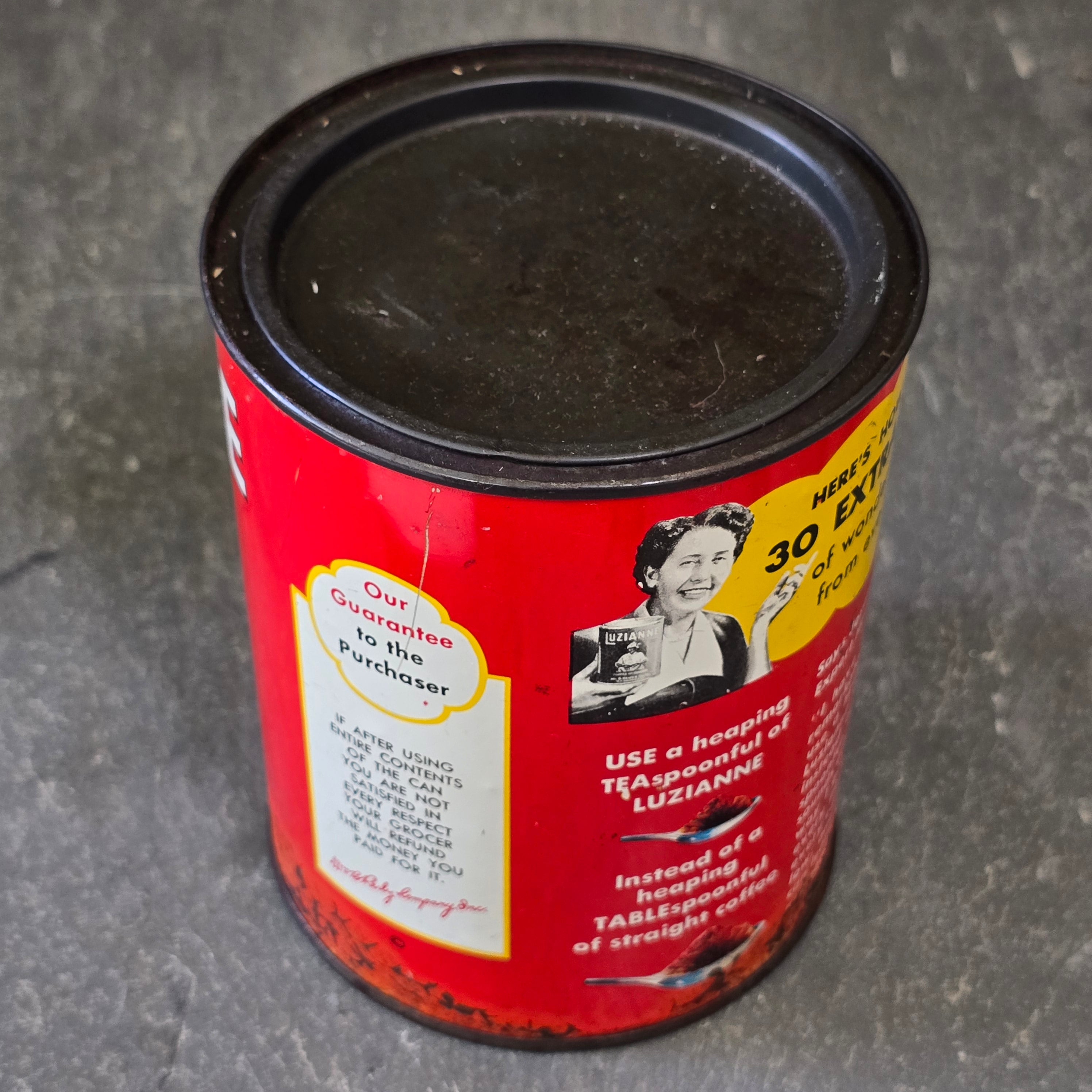 Luzianne Coffee & Chicory Reily Co. New Orleans Antique Black Americana Tin Can