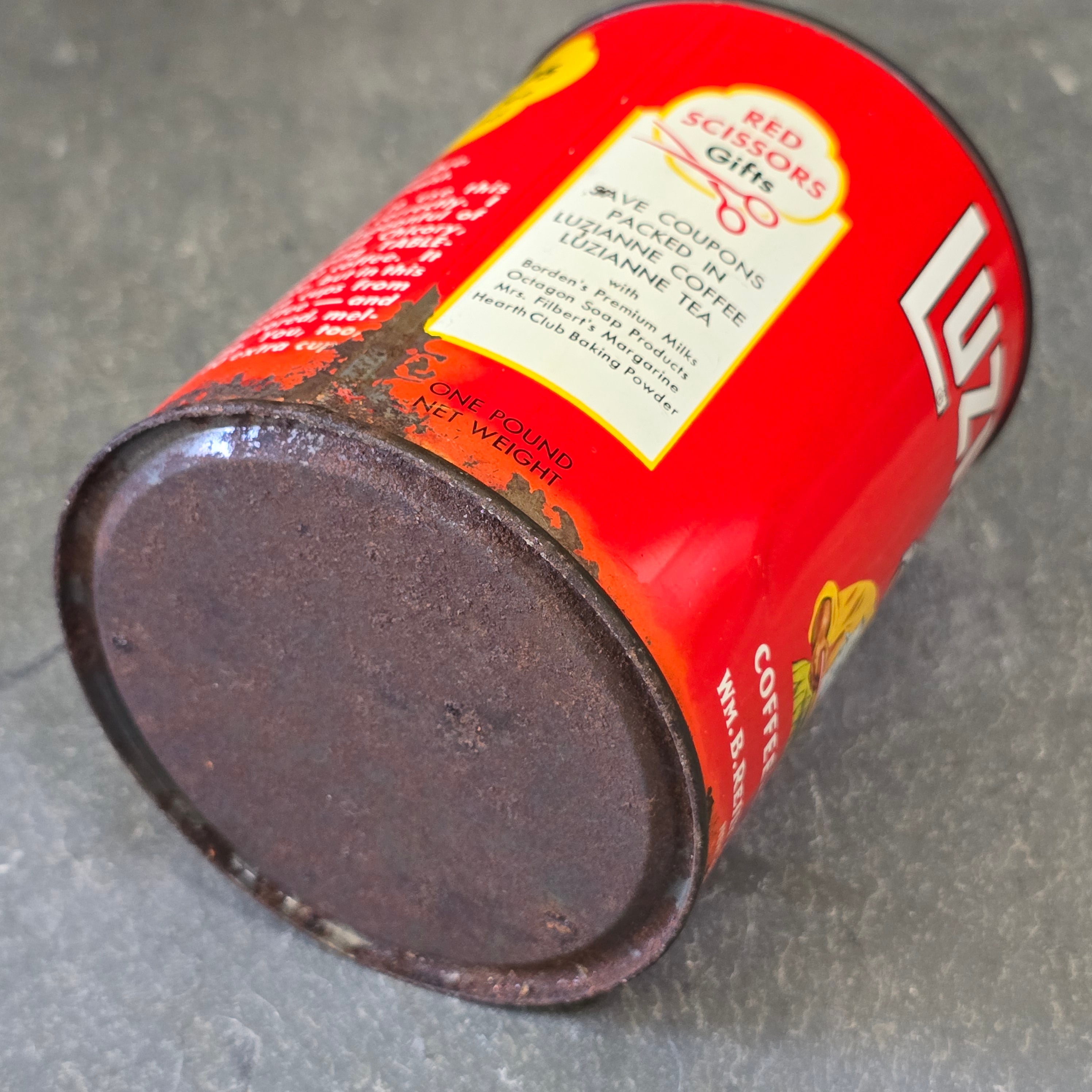 Luzianne Coffee & Chicory Reily Co. New Orleans Antique Black Americana Tin Can