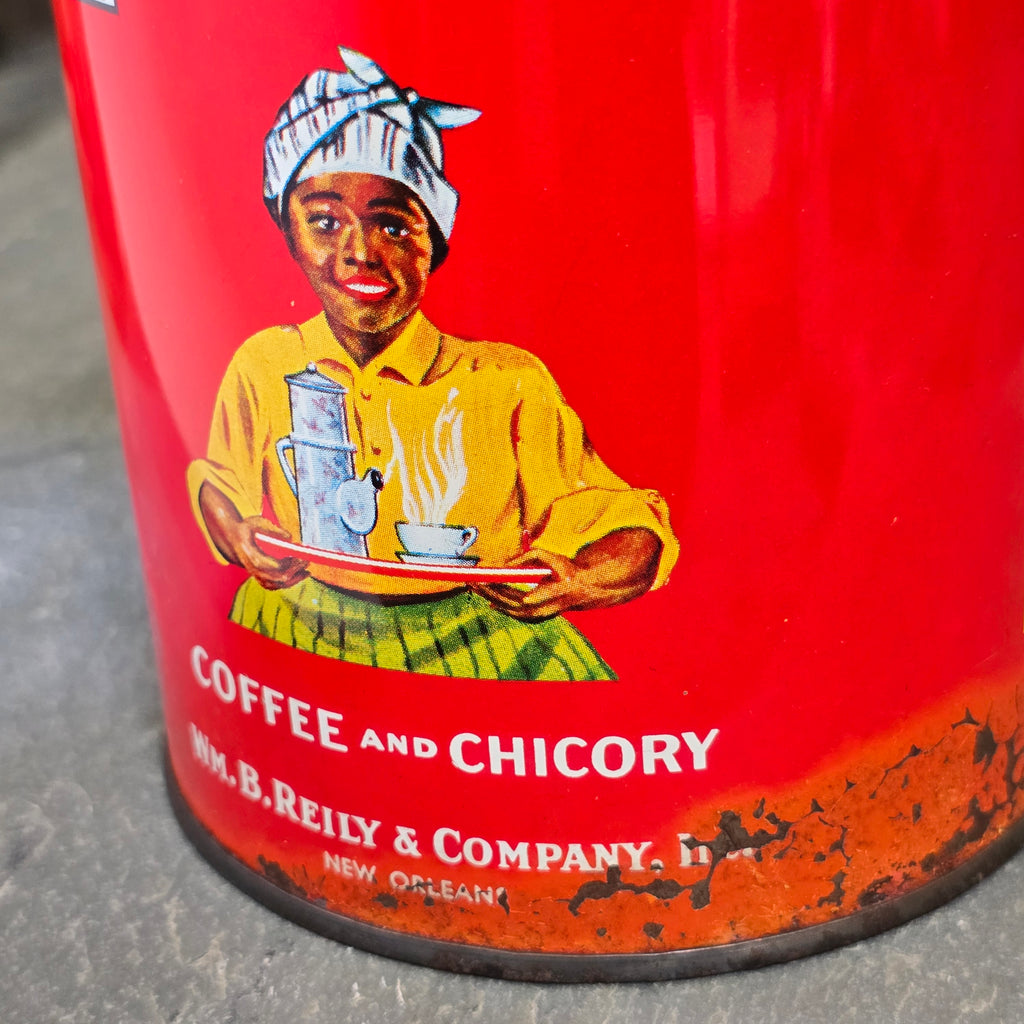 Luzianne Coffee & Chicory Reily Co. New Orleans Antique Black Americana Tin Can