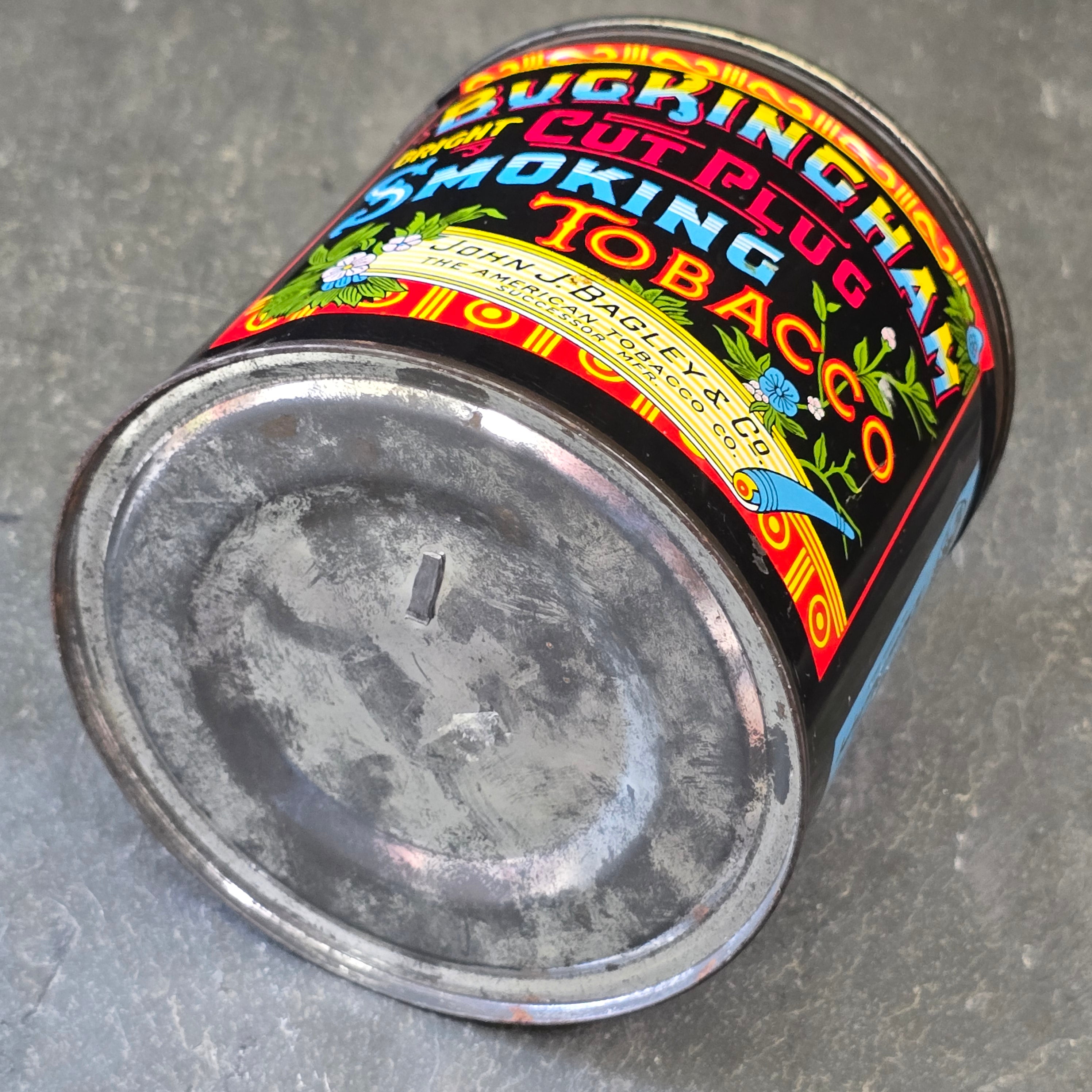 Buckingham Bright Cut Plug Smoking Tobacco Advertising Tin Can John J Bagley Co.