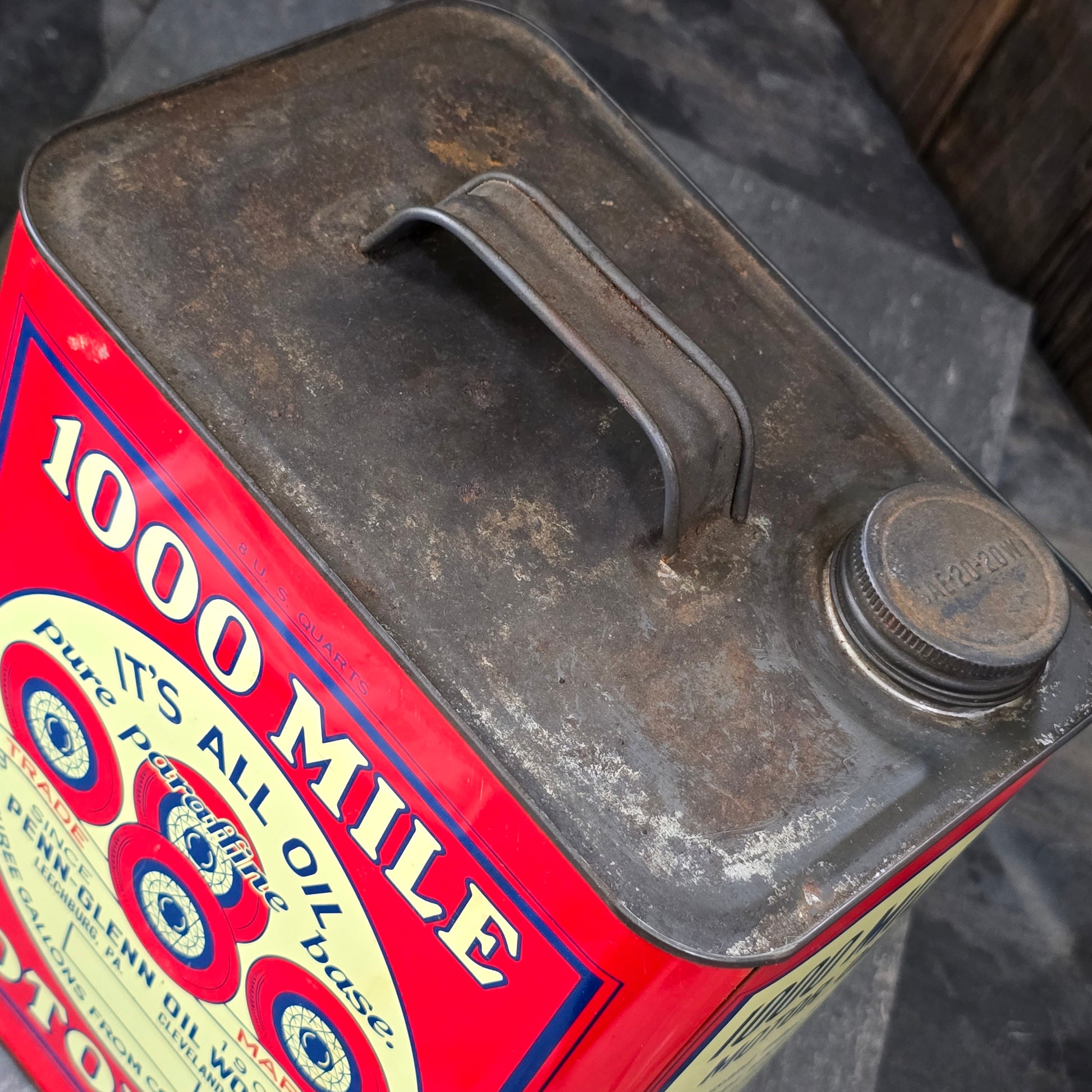 1000 Mile Motor Oil Antique Penn-Glenn Oil Works Can Leechburg, PA Cleveland