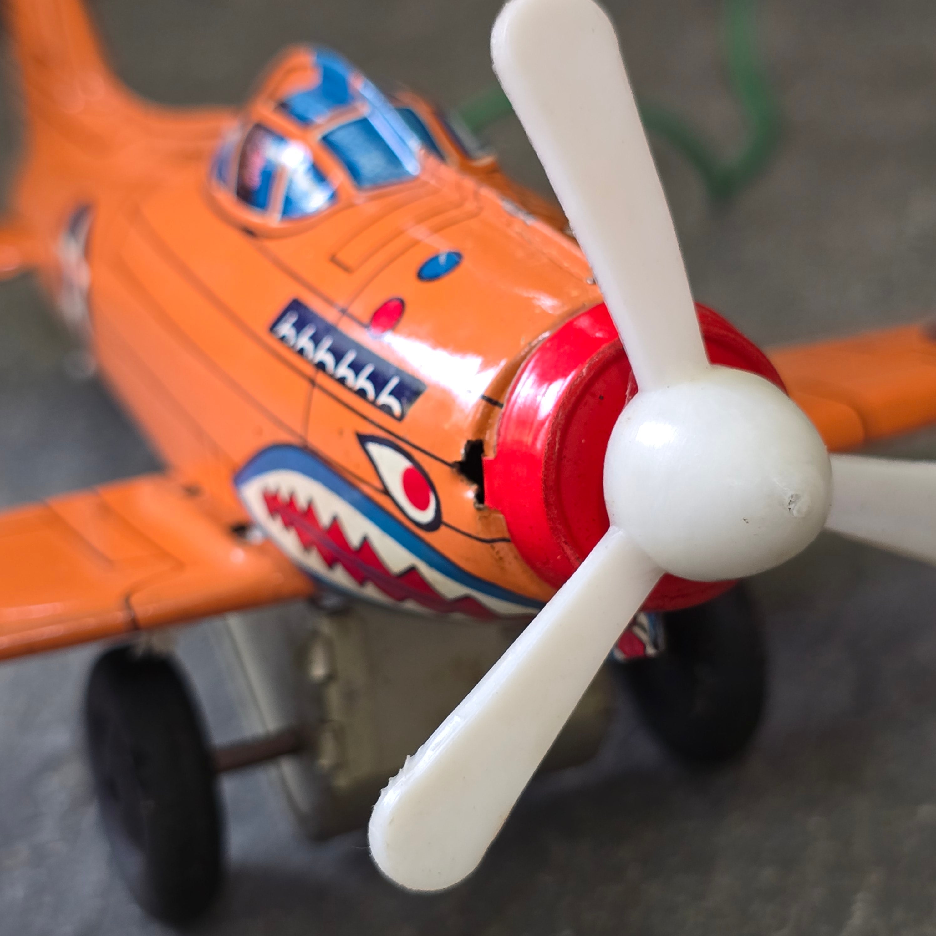 WW2 Era Vintage Marx Tin Litho P-51 Mustang Battery Operated Toy Army Plane Toy