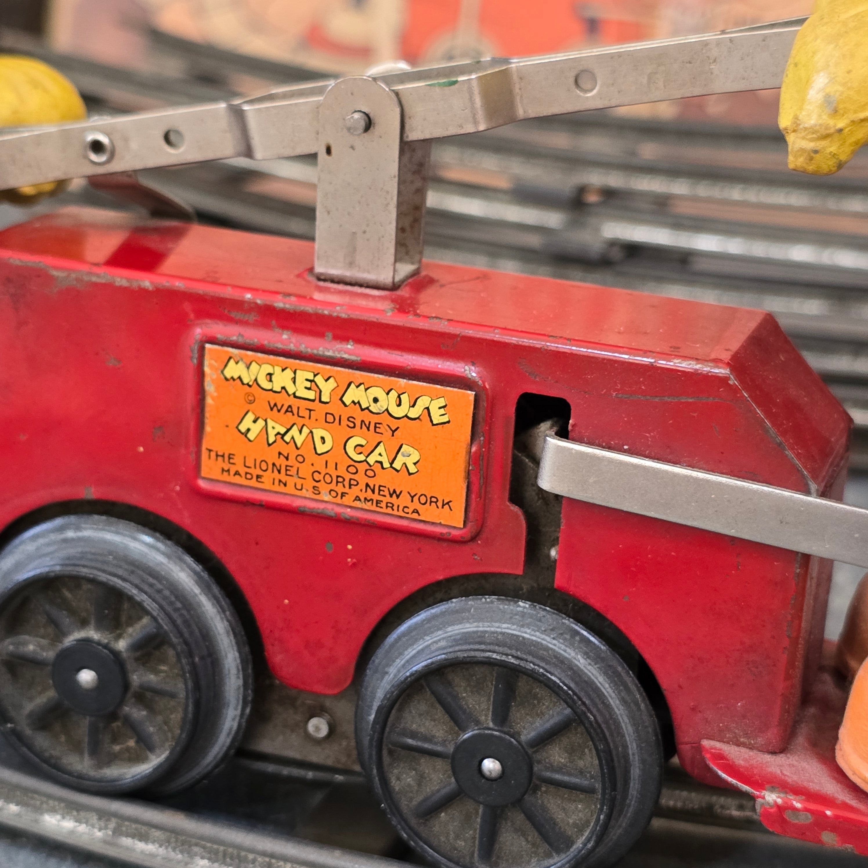 Lionel Model No. 1100 Mickey Mouse Hand Car Wind Up Clockwork Antique Toy Train