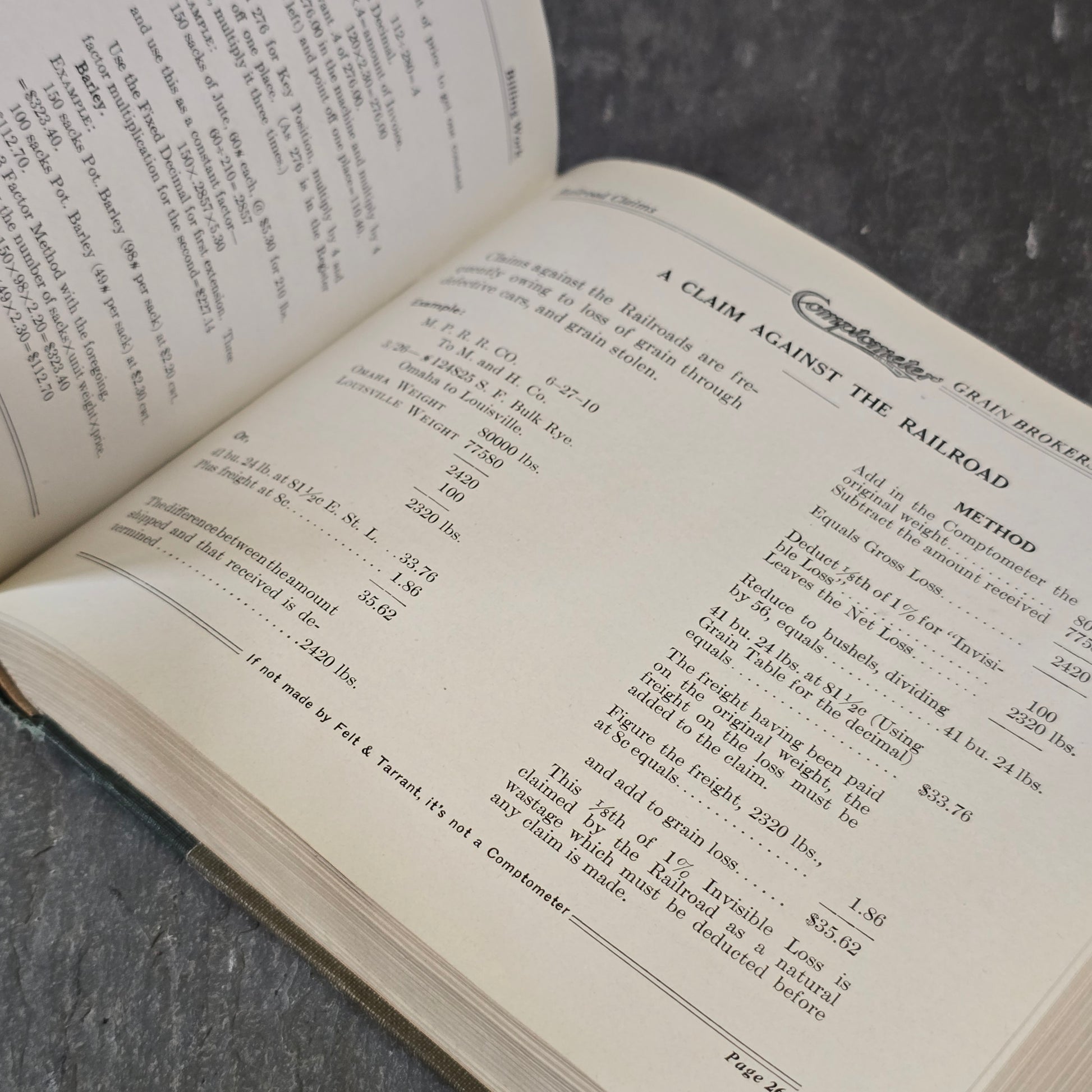 1920 Applied Mechanical Arithmetic as Practiced on the Comptometer Book Manual