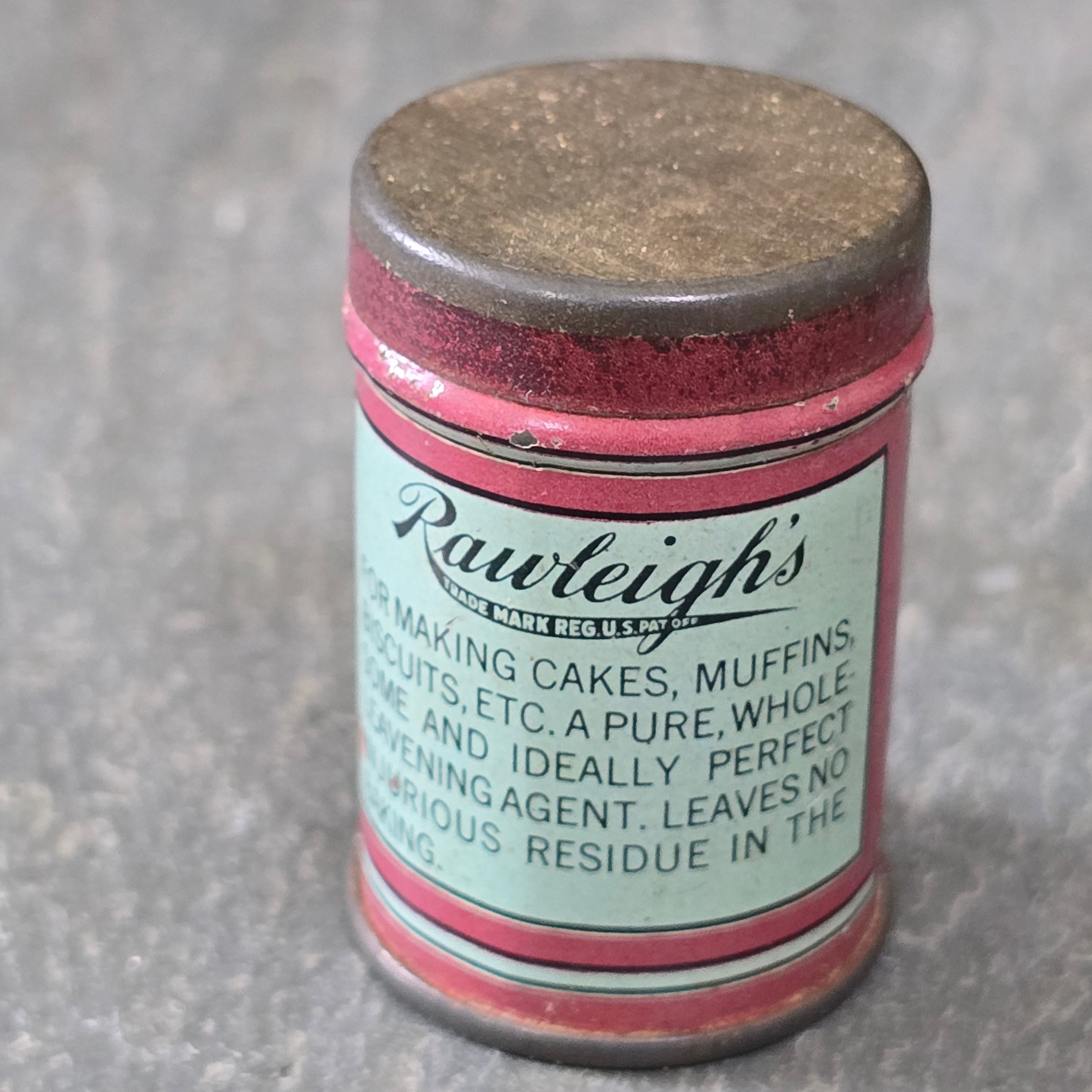 Rawleigh's Baking Powder Tiny Miniature Free Sample Antique Advertising Tin Can