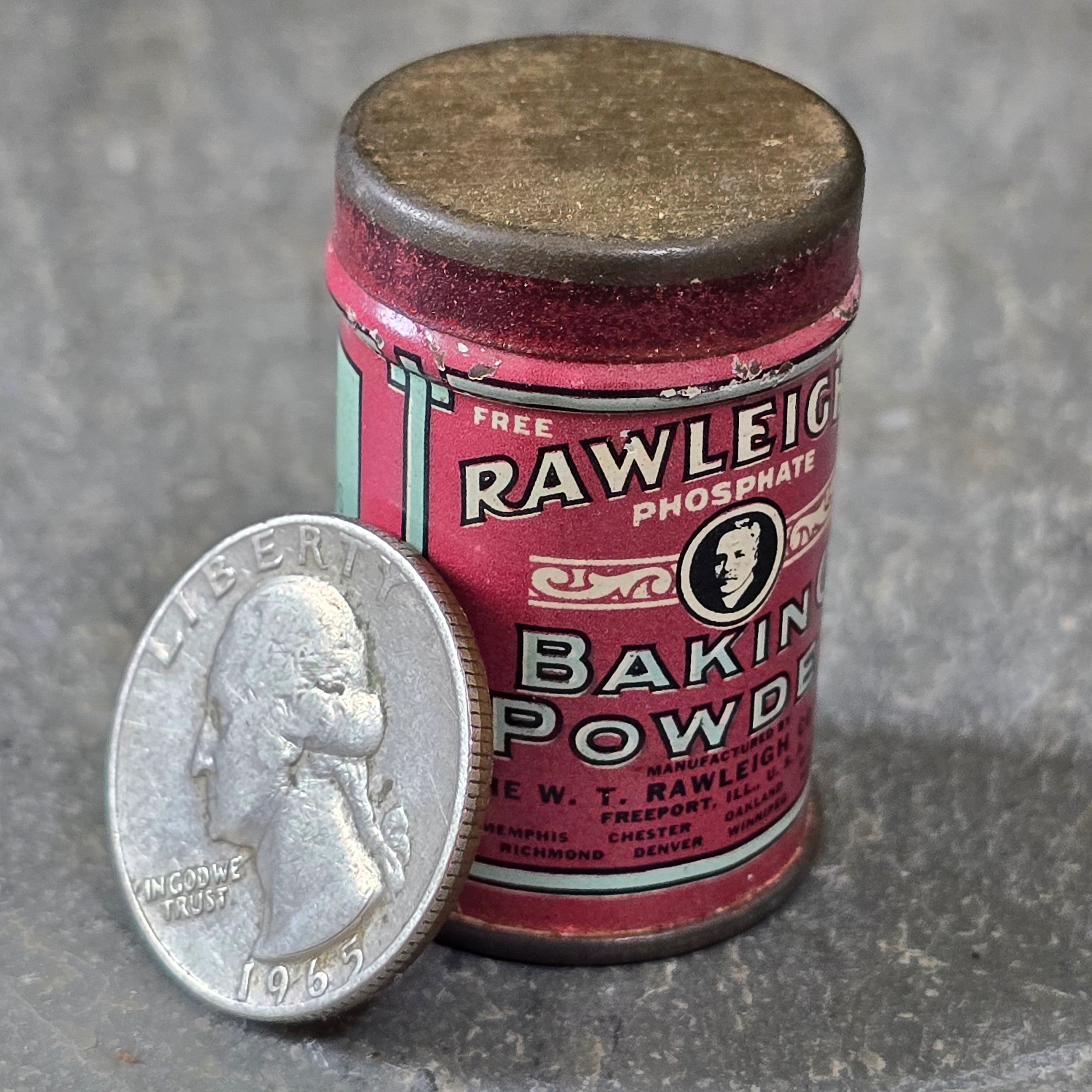 Rawleigh's Baking Powder Tiny Miniature Free Sample Antique Advertising Tin Can