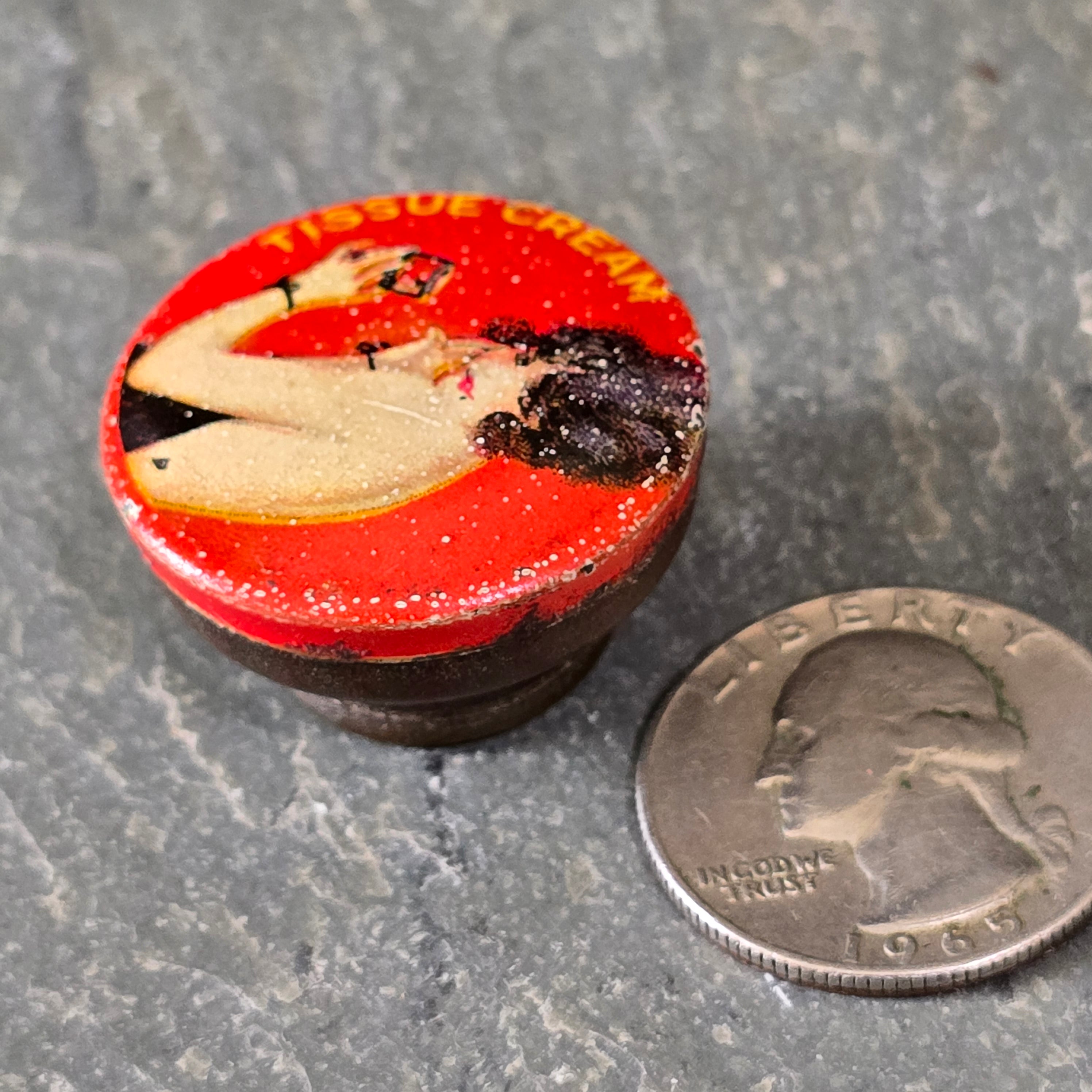 Tiny Vivaudou Tissue Cream Tin Purse Pocket Make-Up Compact Flapper Graphics