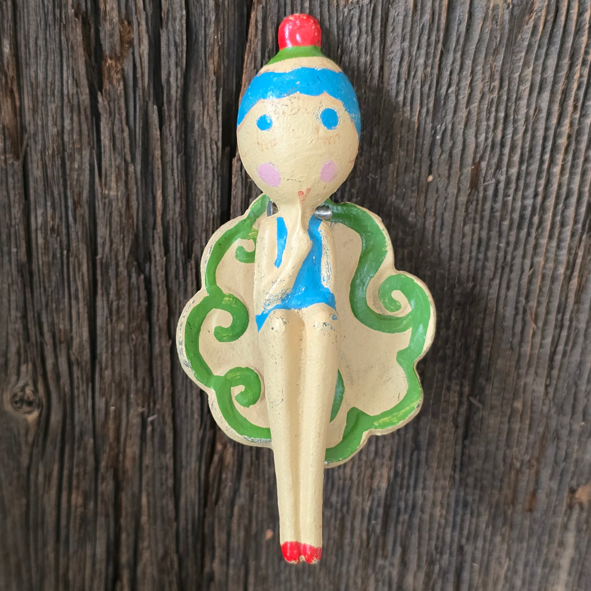 Antique Hubley Cast Iron Flapper Girl Art Deco Door Knocker Ann Fish Charleston