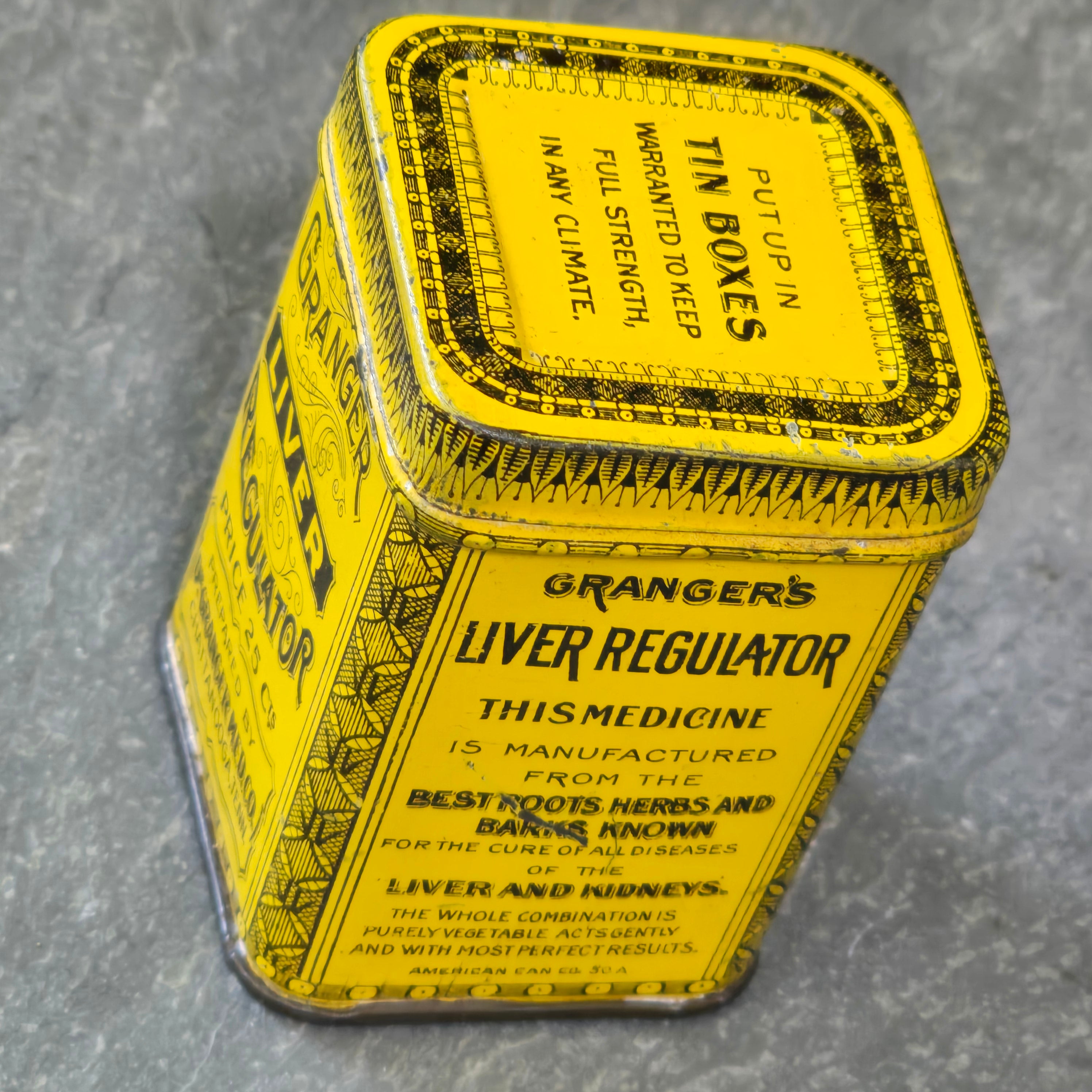 Granger Liver Regulator Dr. Granger Medicine Co. Advertising Tin w/ Contents