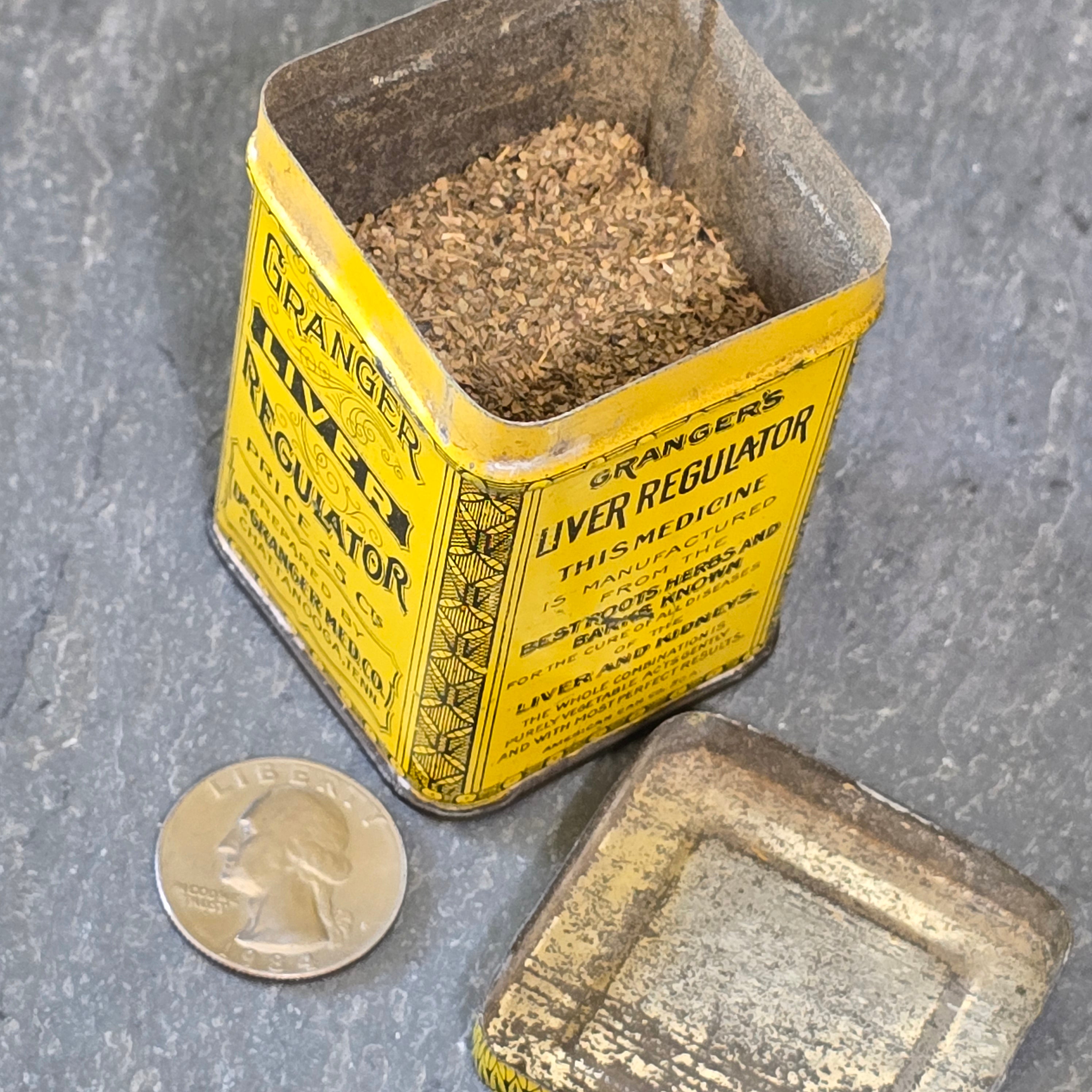 Granger Liver Regulator Dr. Granger Medicine Co. Advertising Tin w/ Contents