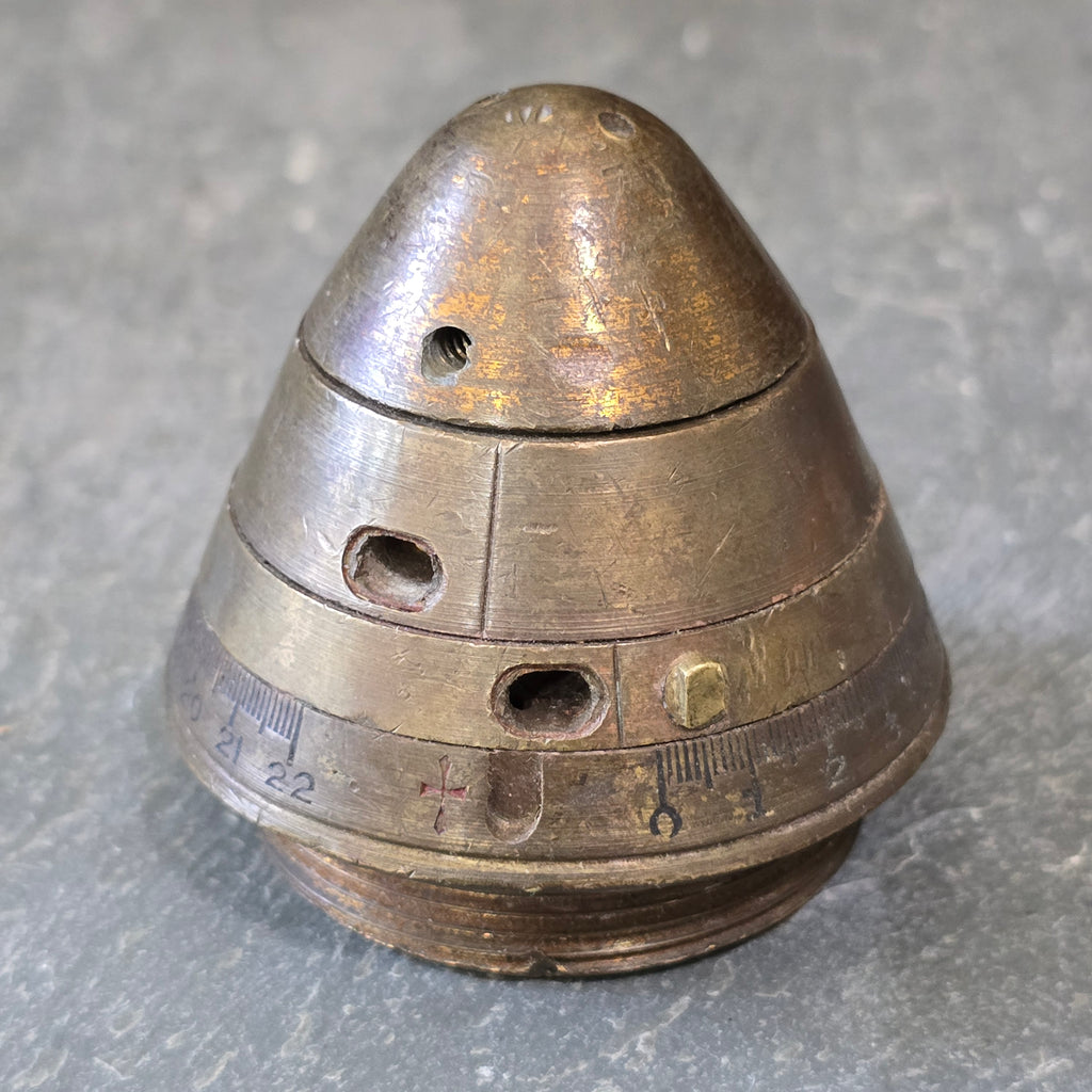 Antique World War I British Artillery Round Shell Brass Fuse Timer WW1