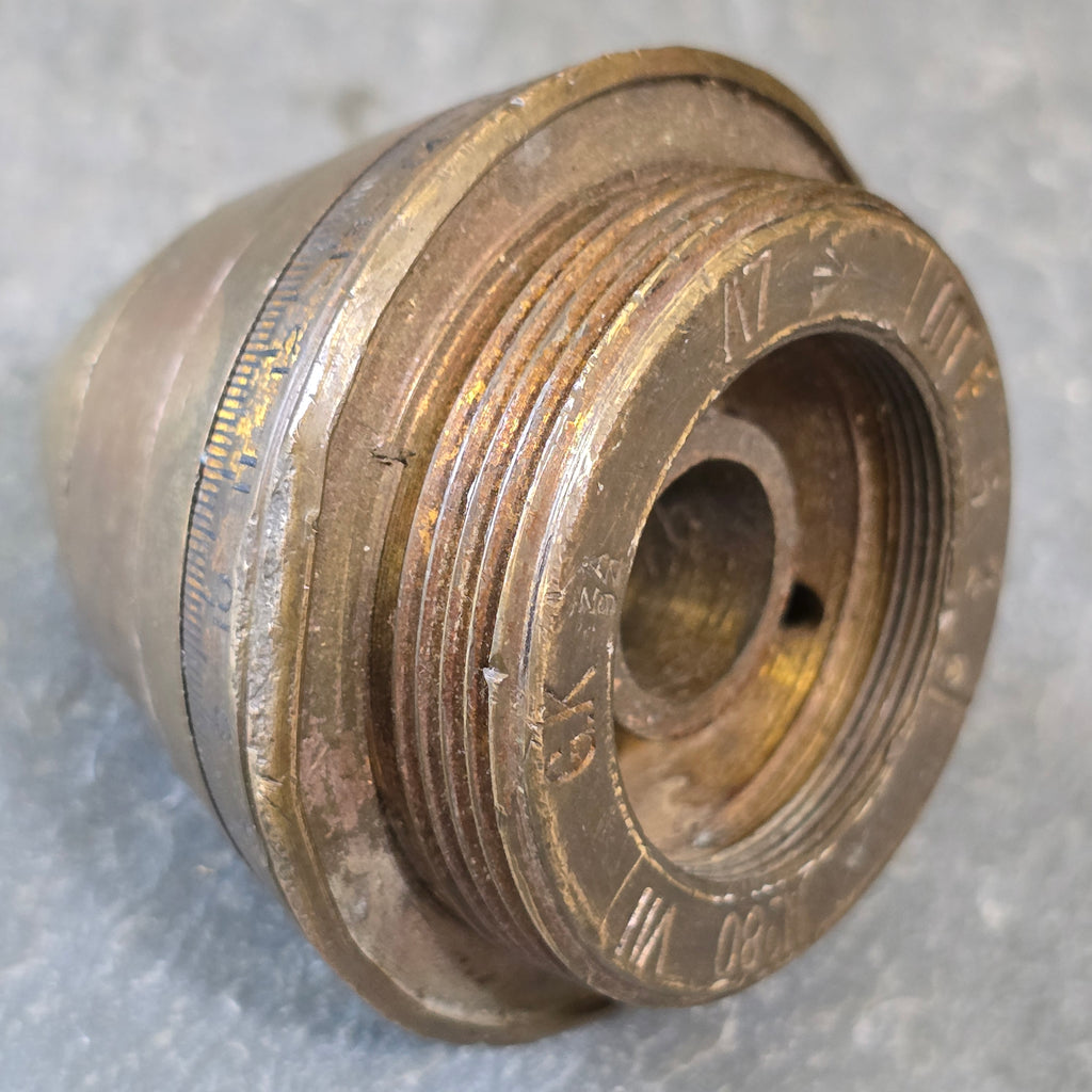Antique World War I British Artillery Round Shell Brass Fuse Timer WW1