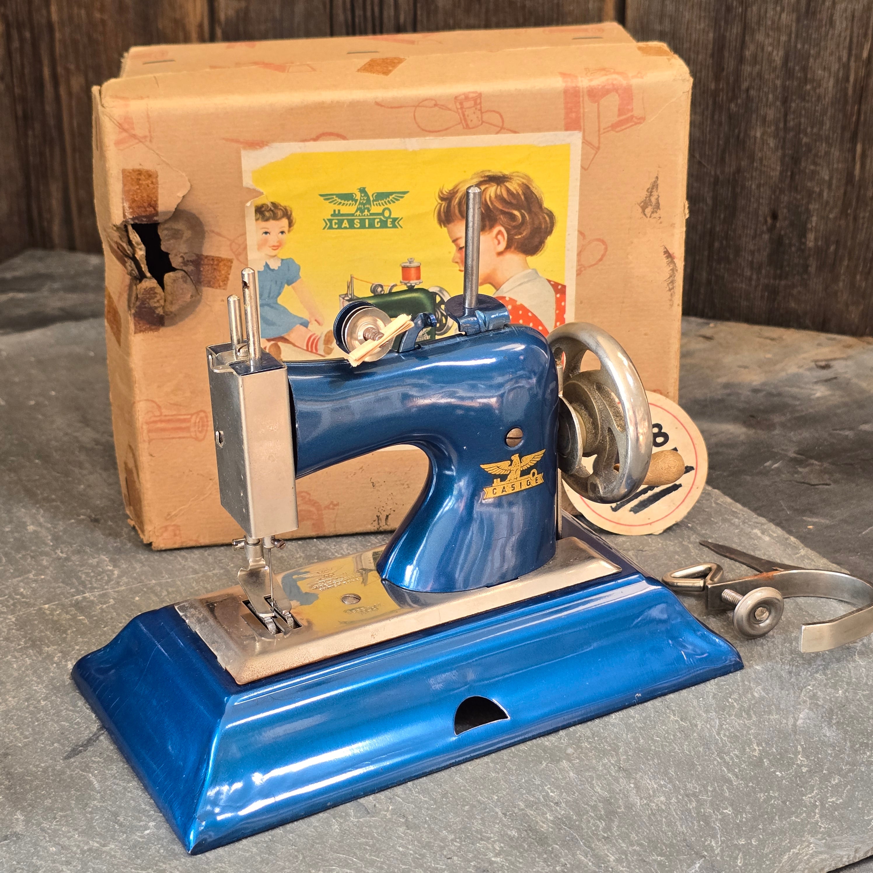 Vintage Casige Model 1470 Mid-Century German Toy Sewing Machine in Original Box