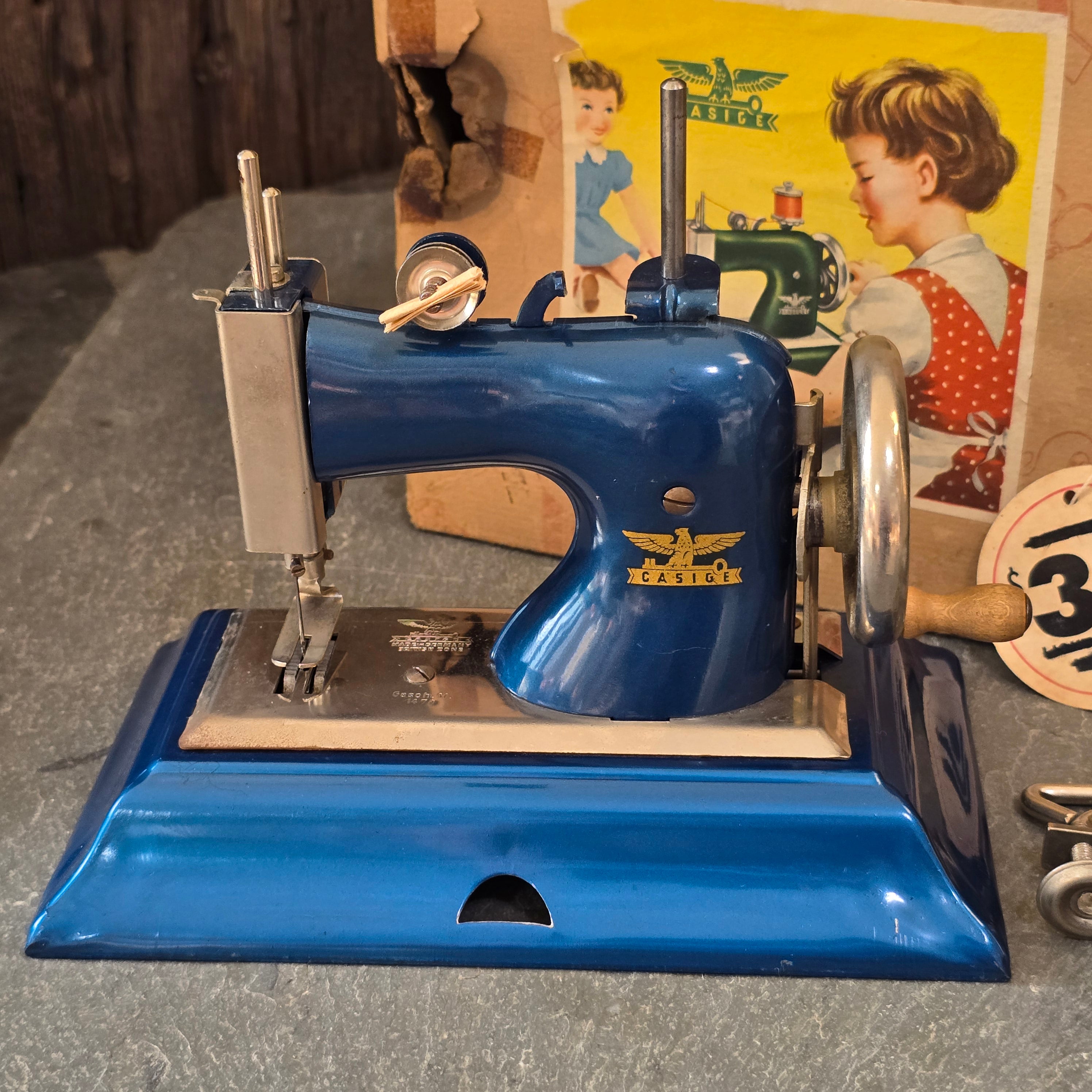 Vintage Casige Model 1470 Mid-Century German Toy Sewing Machine in Original Box