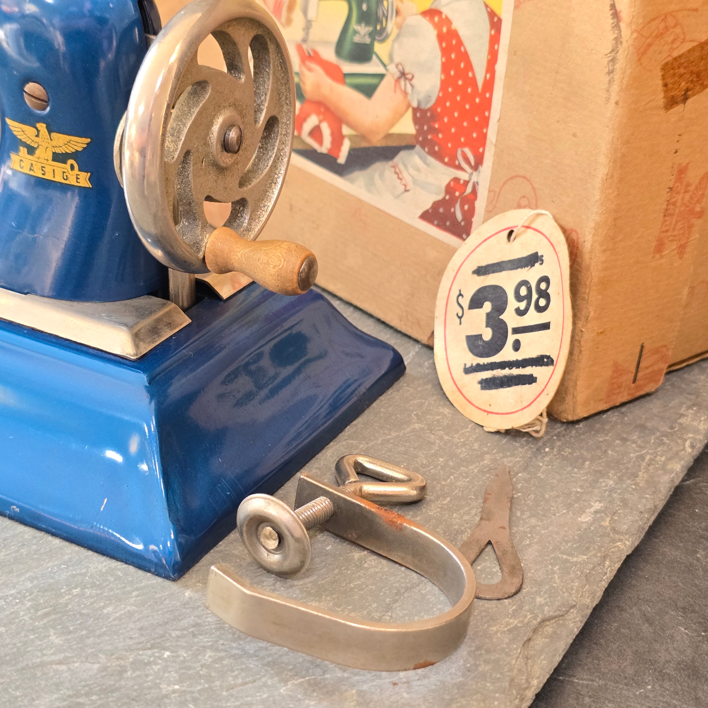 Vintage Casige Model 1470 Mid-Century German Toy Sewing Machine in Original Box