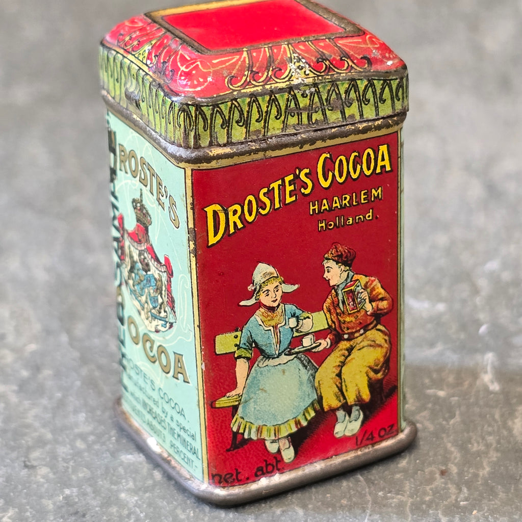 Droste's Cocoa Miniature Free Sample Tiny Advertising Tin Box Dutch Can Antique