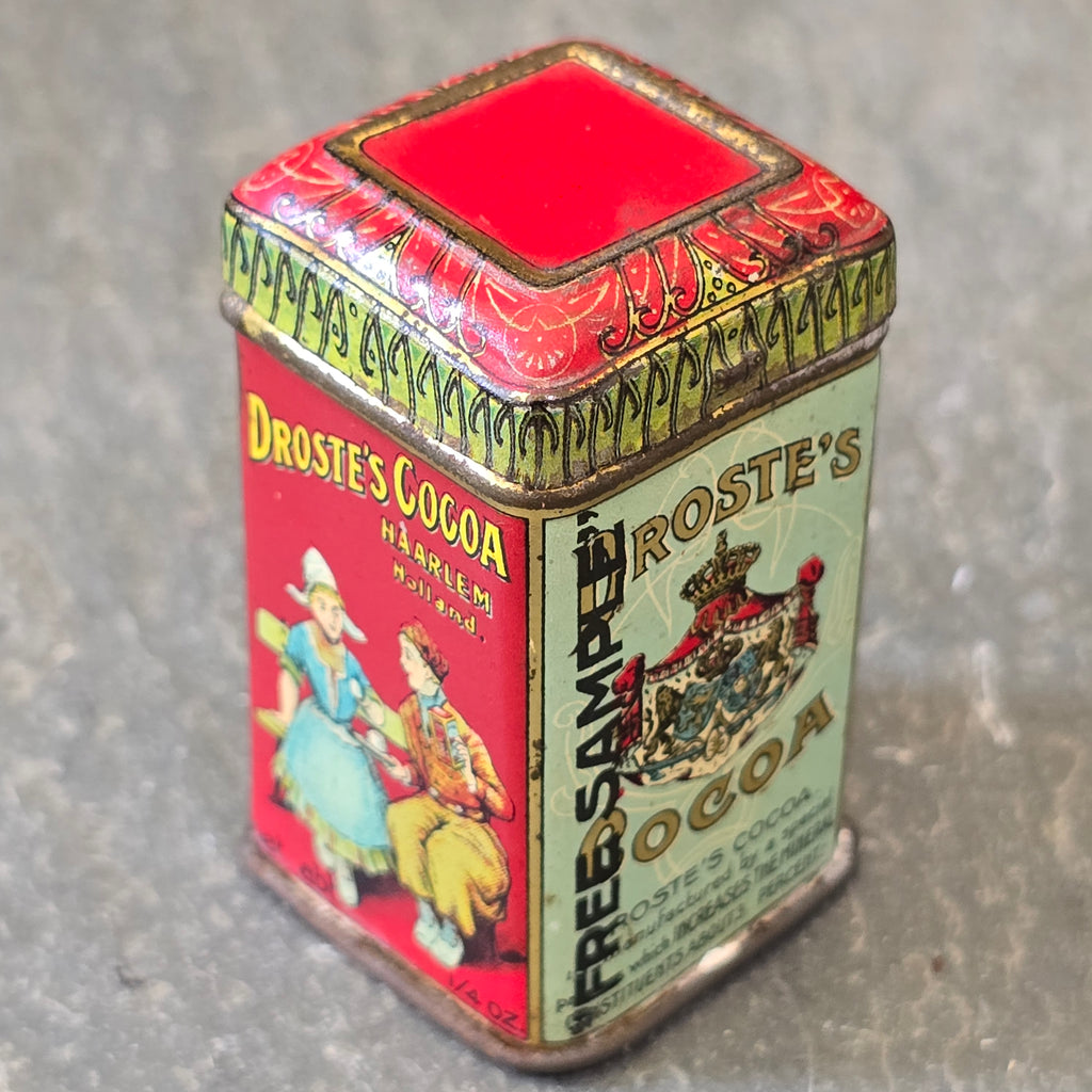 Droste's Cocoa Miniature Free Sample Tiny Advertising Tin Box Dutch Can Antique