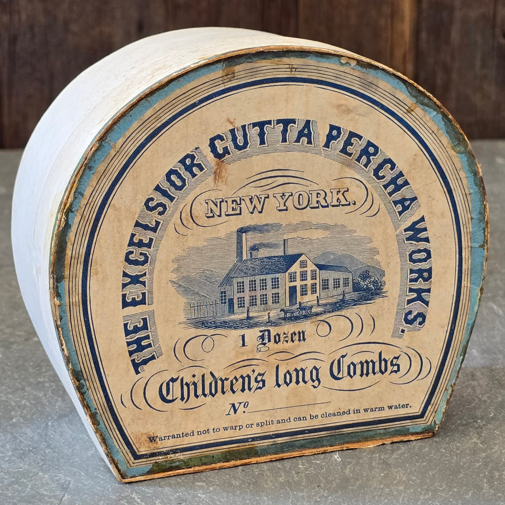 Antique The Excelsior Gutta Percha Works NY Children's Long Combs Original Box